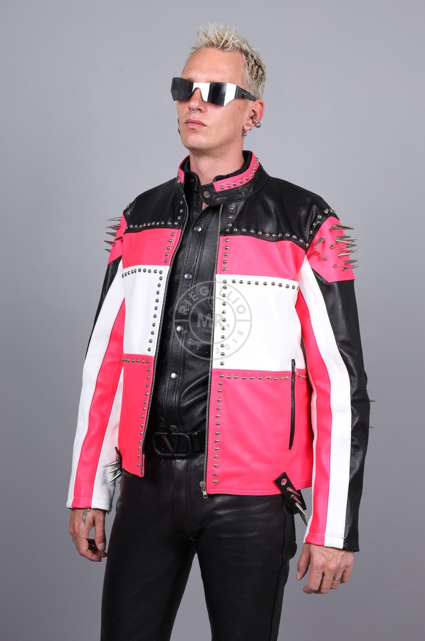 Leather Studded Biker Jacket at MR. Riegillio