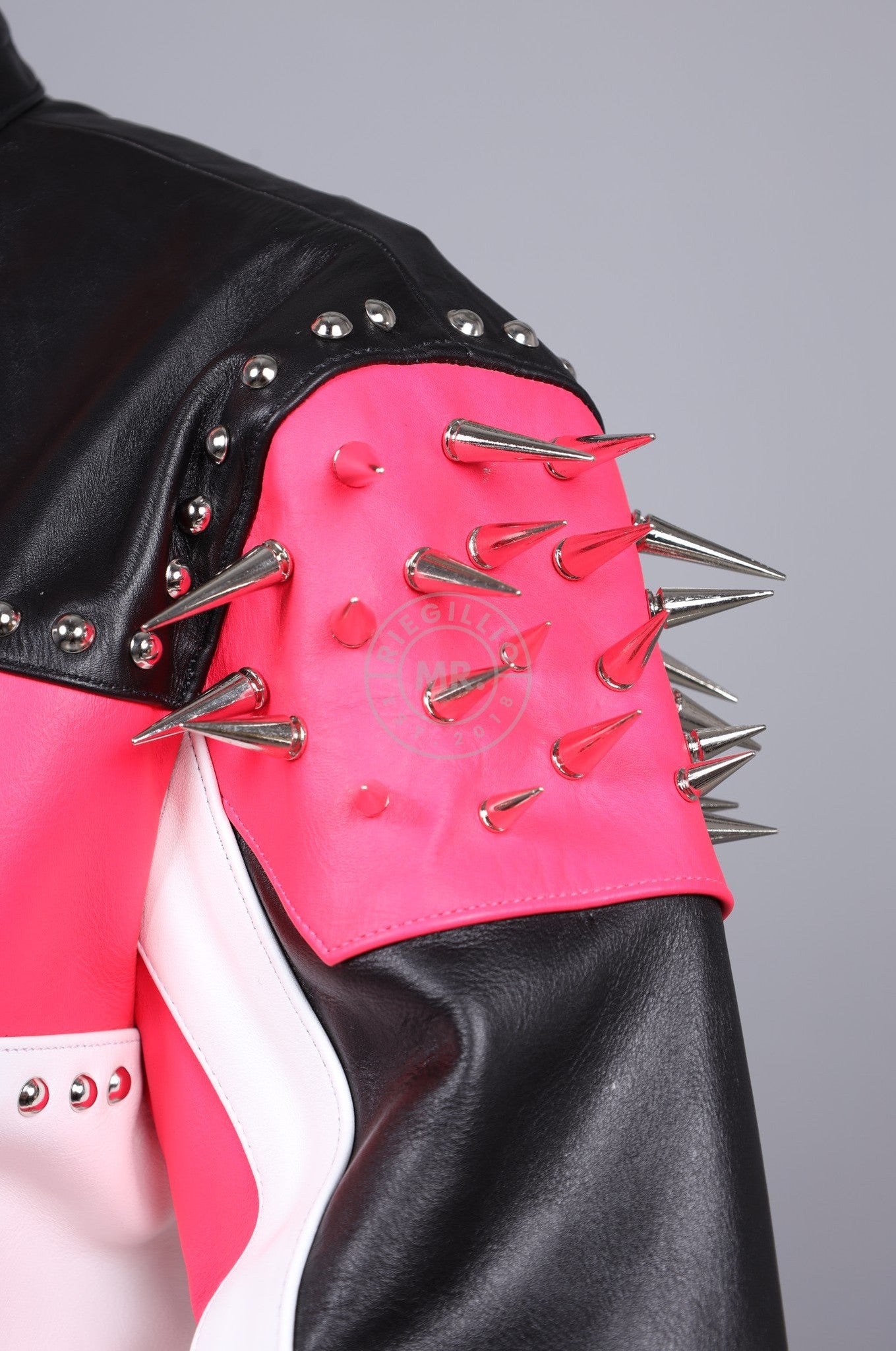 Leather Studded Biker Jacket at MR. Riegillio
