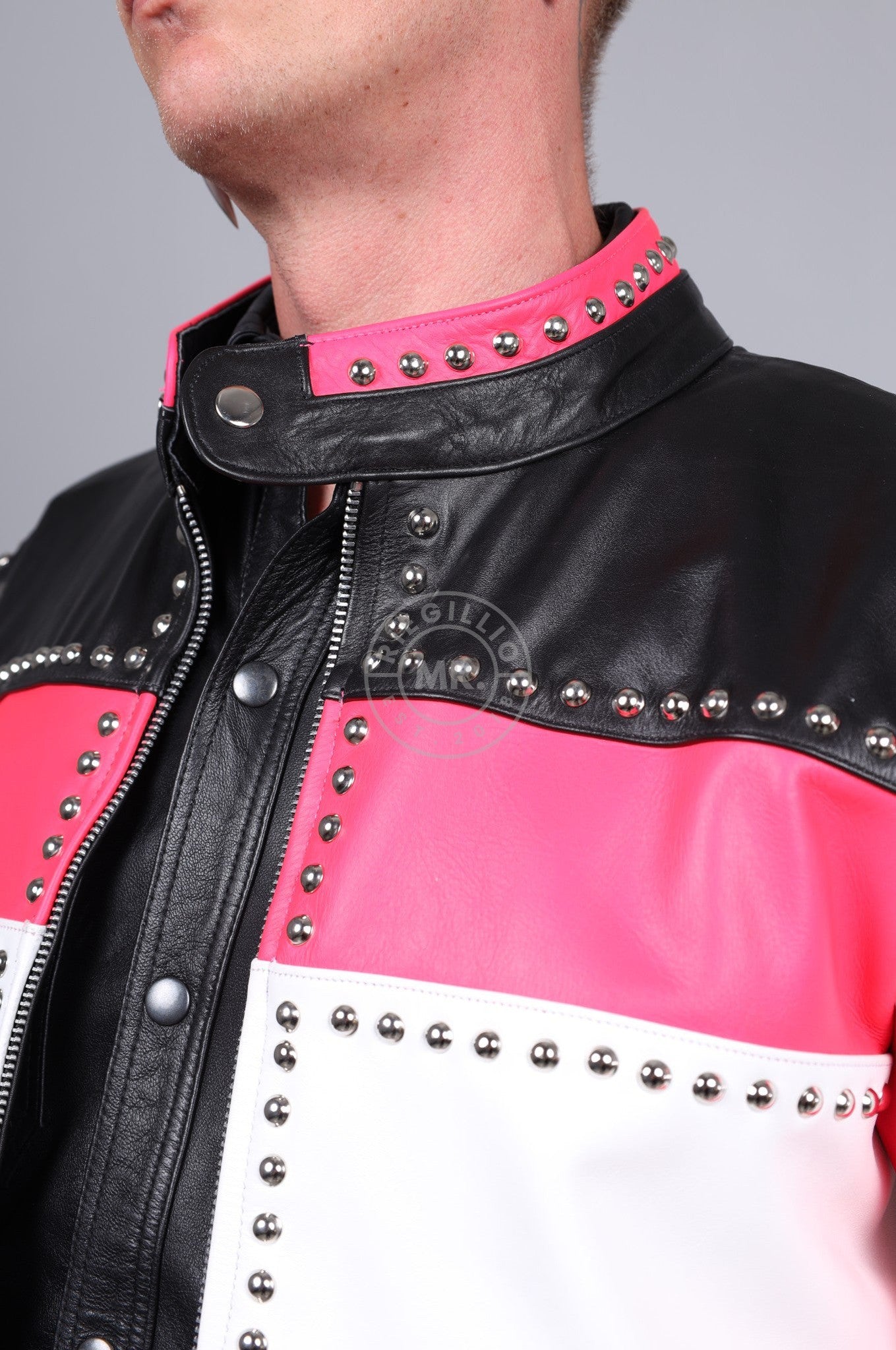 Leather Studded Biker Jacket at MR. Riegillio