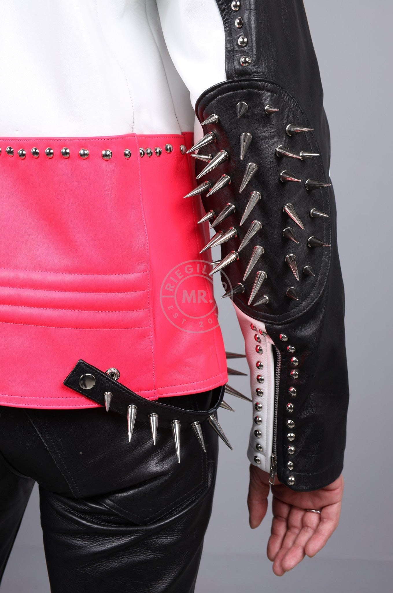 Leather Studded Biker Jacket at MR. Riegillio