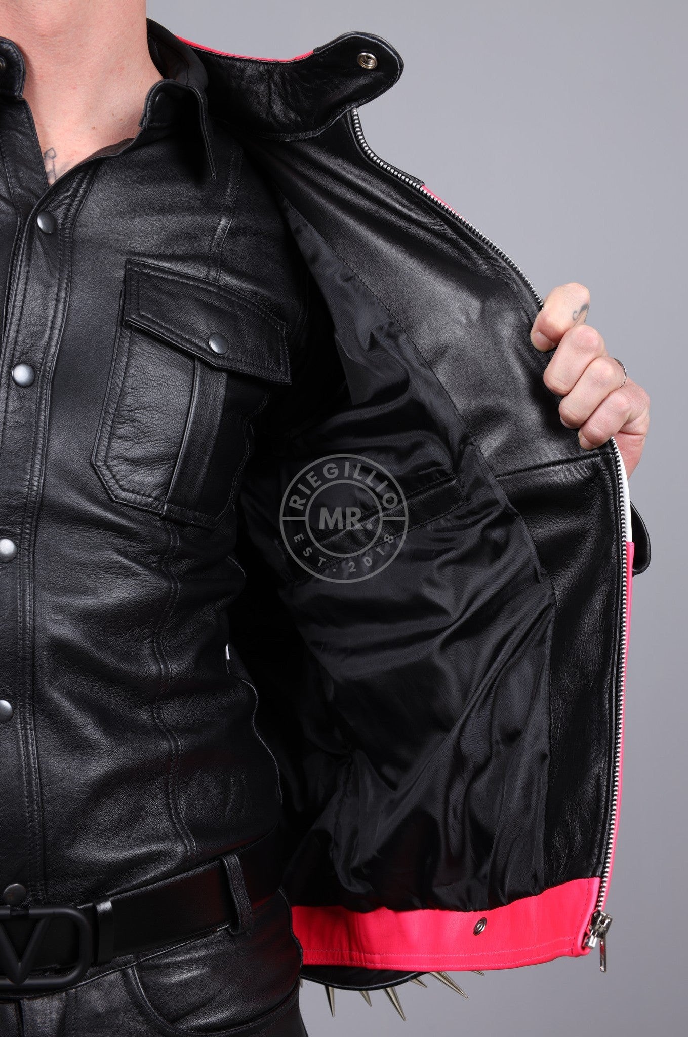 Leather Studded Biker Jacket at MR. Riegillio