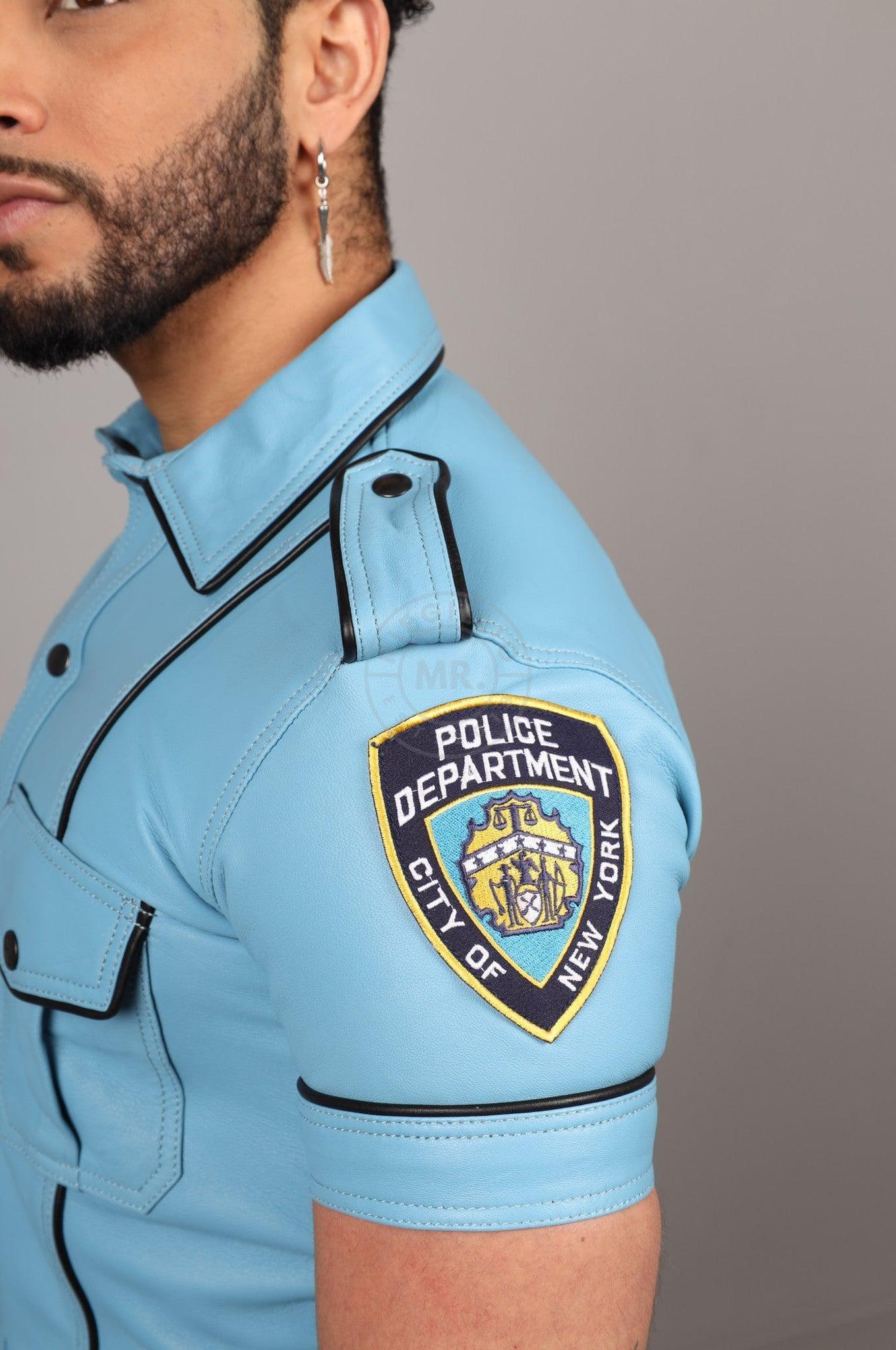 Leather Police Shirt NY - Turquoise at MR. Riegillio