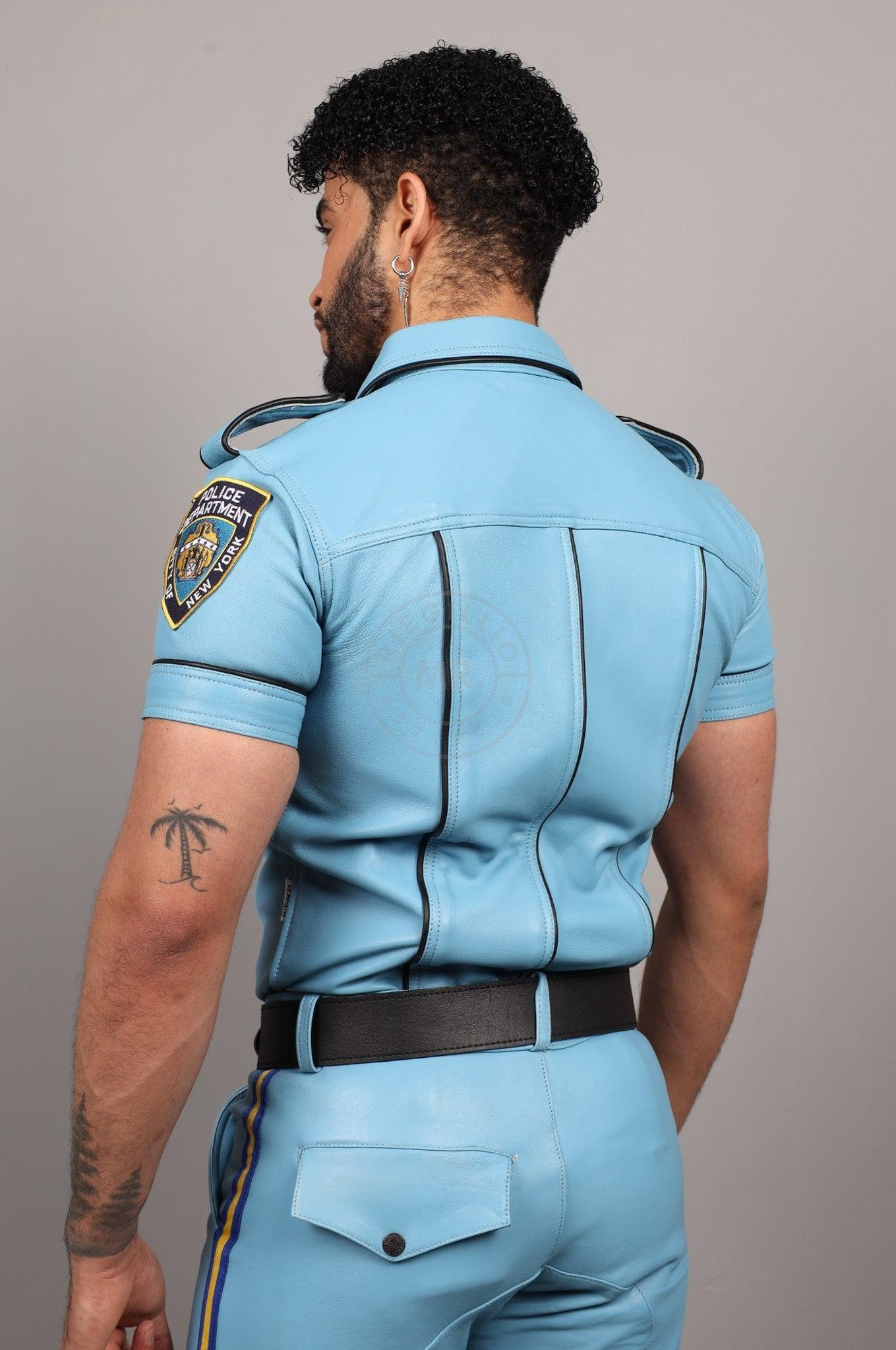 Leather Police Shirt NY - Turquoise at MR. Riegillio