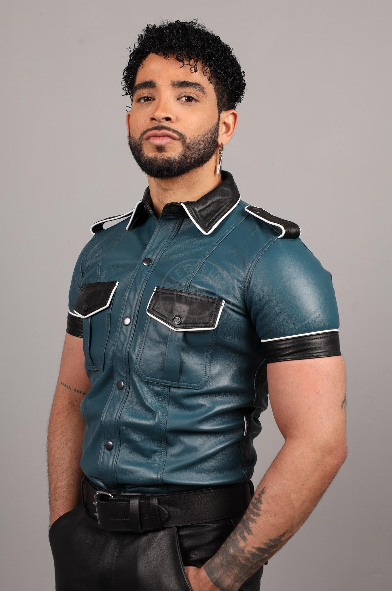 Colored Leather Shirt - Jeans Blue at MR. Riegillio