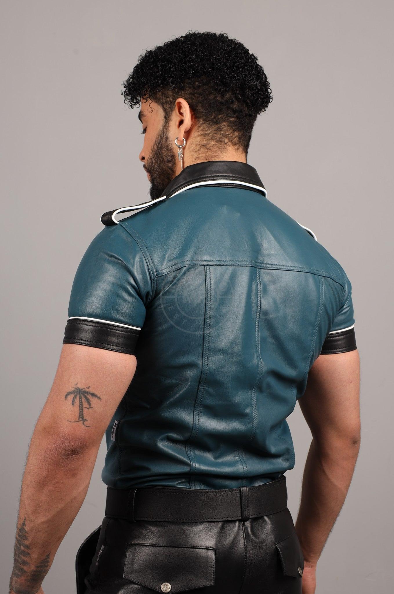 Colored Leather Shirt - Jeans Blue at MR. Riegillio