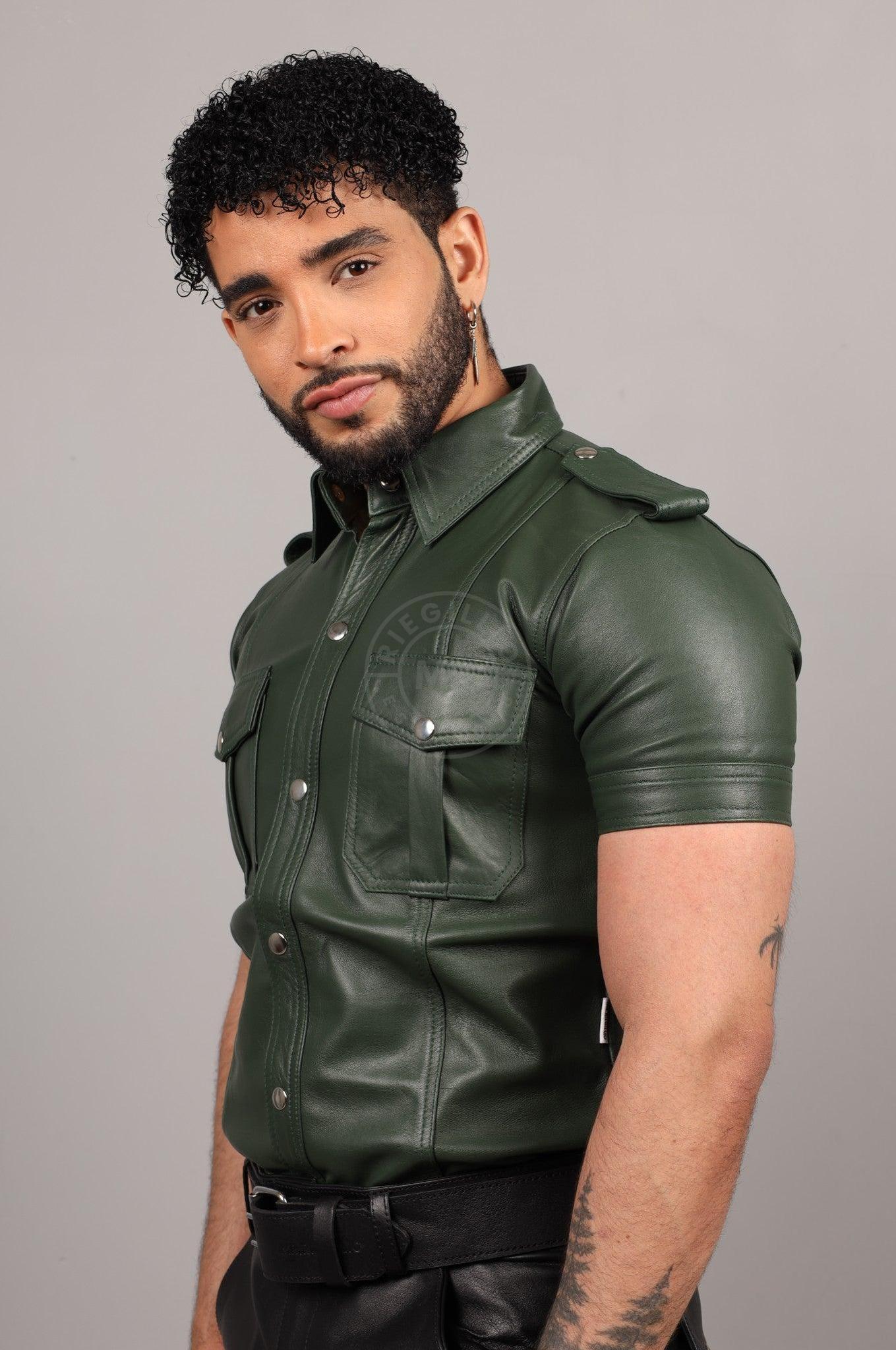 Dark Green Leather Shirt at MR. Riegillio