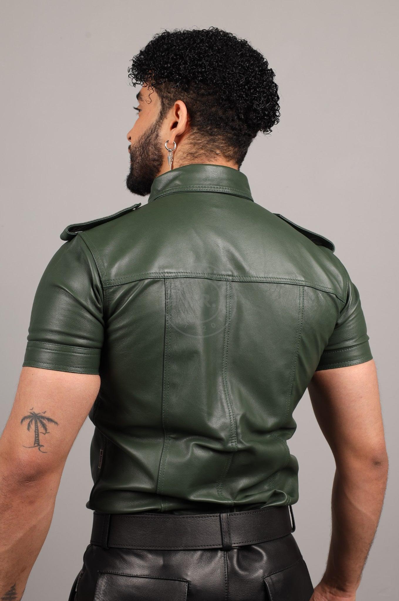 Dark Green Leather Shirt at MR. Riegillio