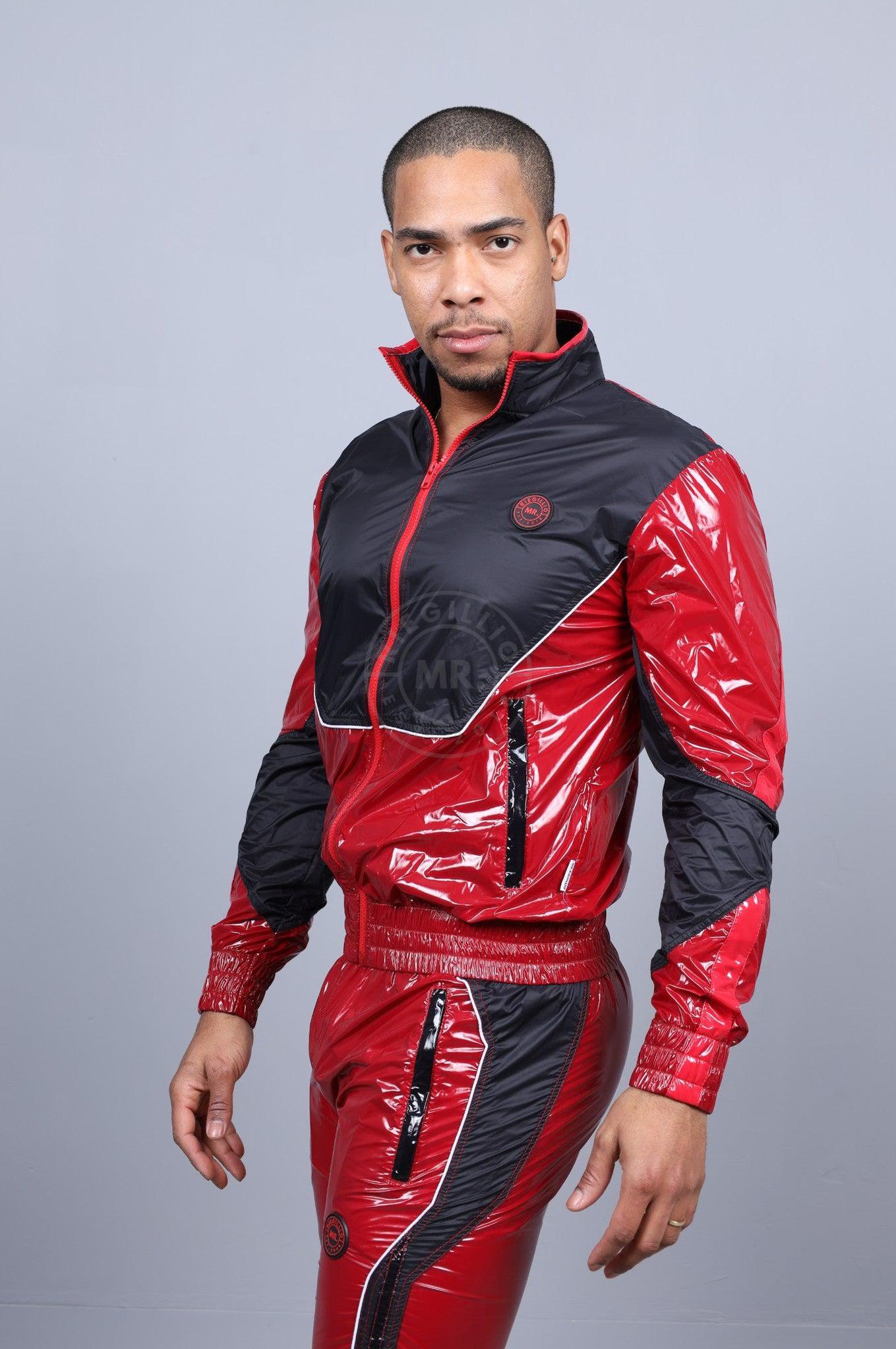 Shiny Nylon 24 Tracksuit Jacket - Red at MR. Riegillio