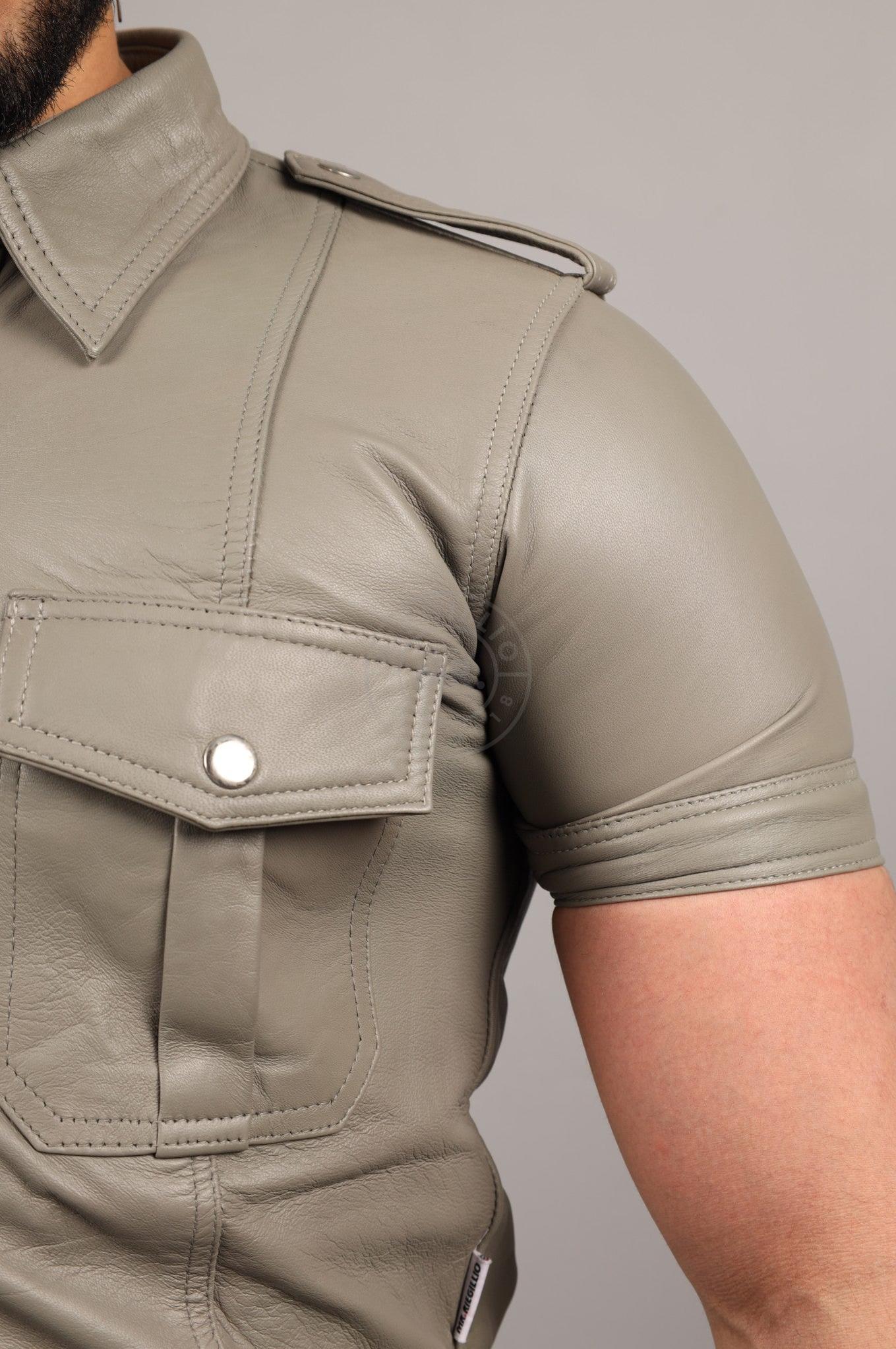 Grey Leather Shirt at MR. Riegillio