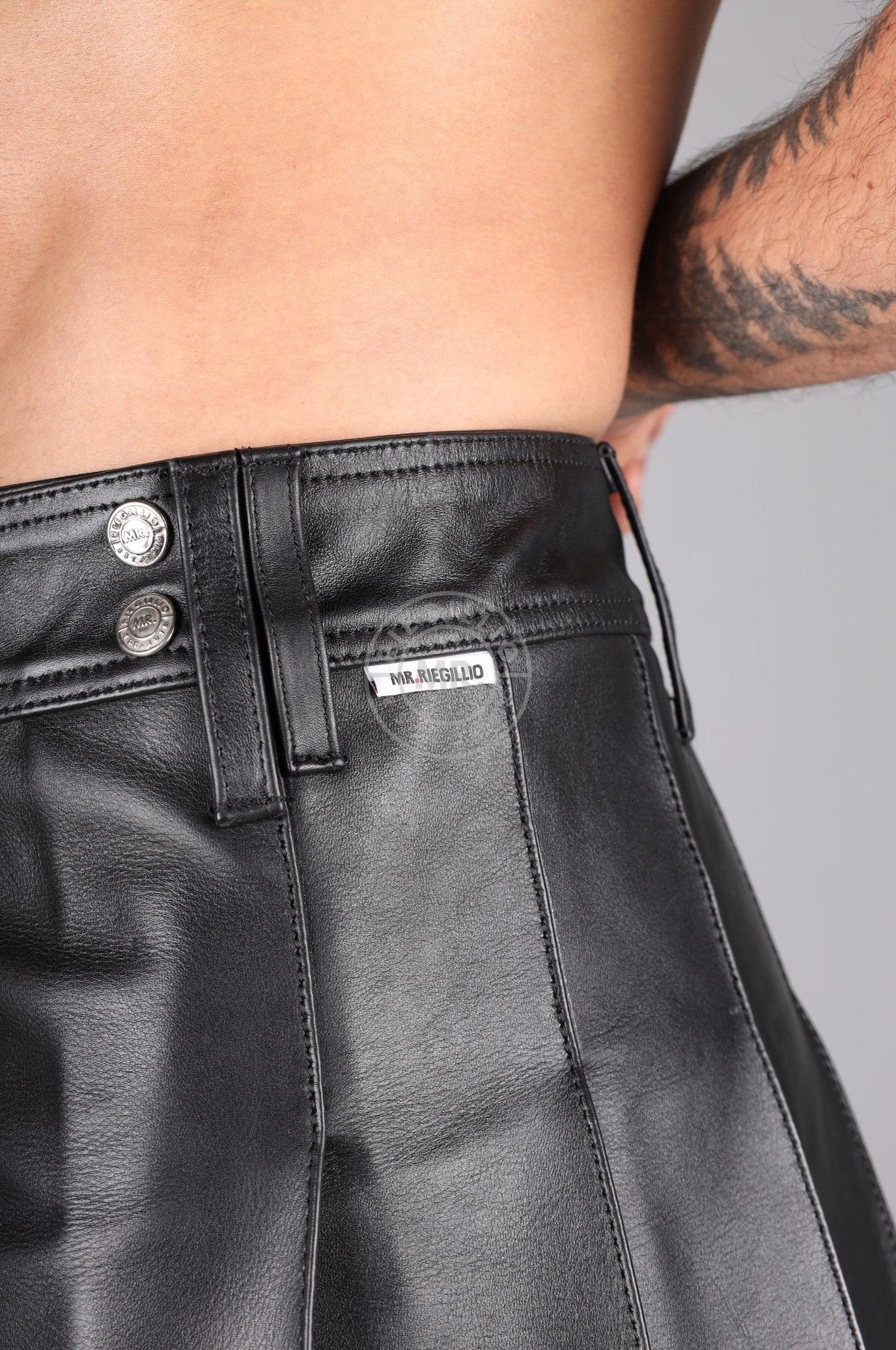 Black Short Leather Kilt at MR. Riegillio