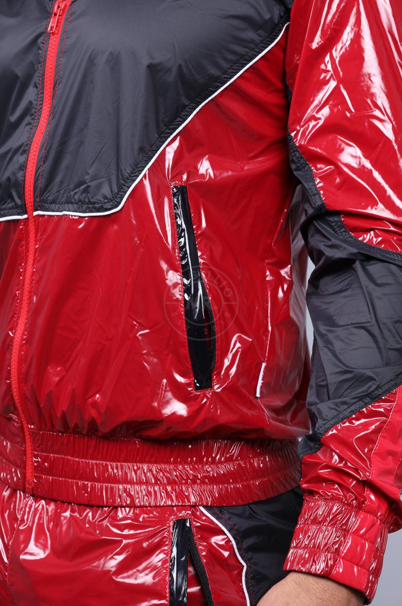 Shiny Nylon 24 Tracksuit Jacket - Red at MR. Riegillio