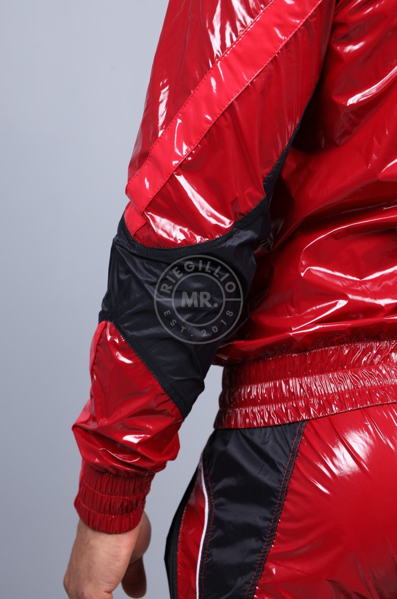 Shiny Nylon 24 Tracksuit Jacket - Red at MR. Riegillio