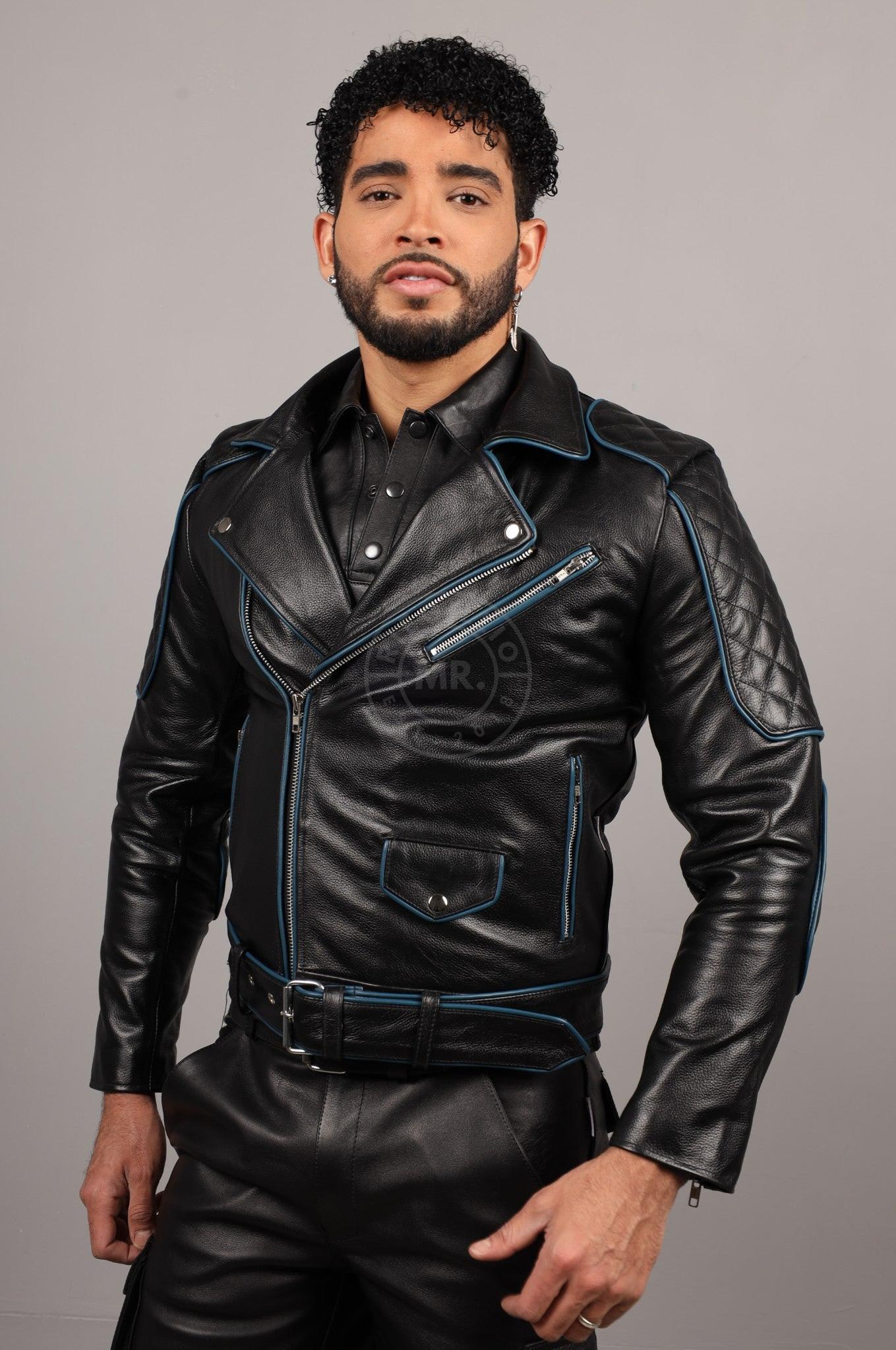 Leather Brando Jacket - Jeans Blue Piping at MR. Riegillio