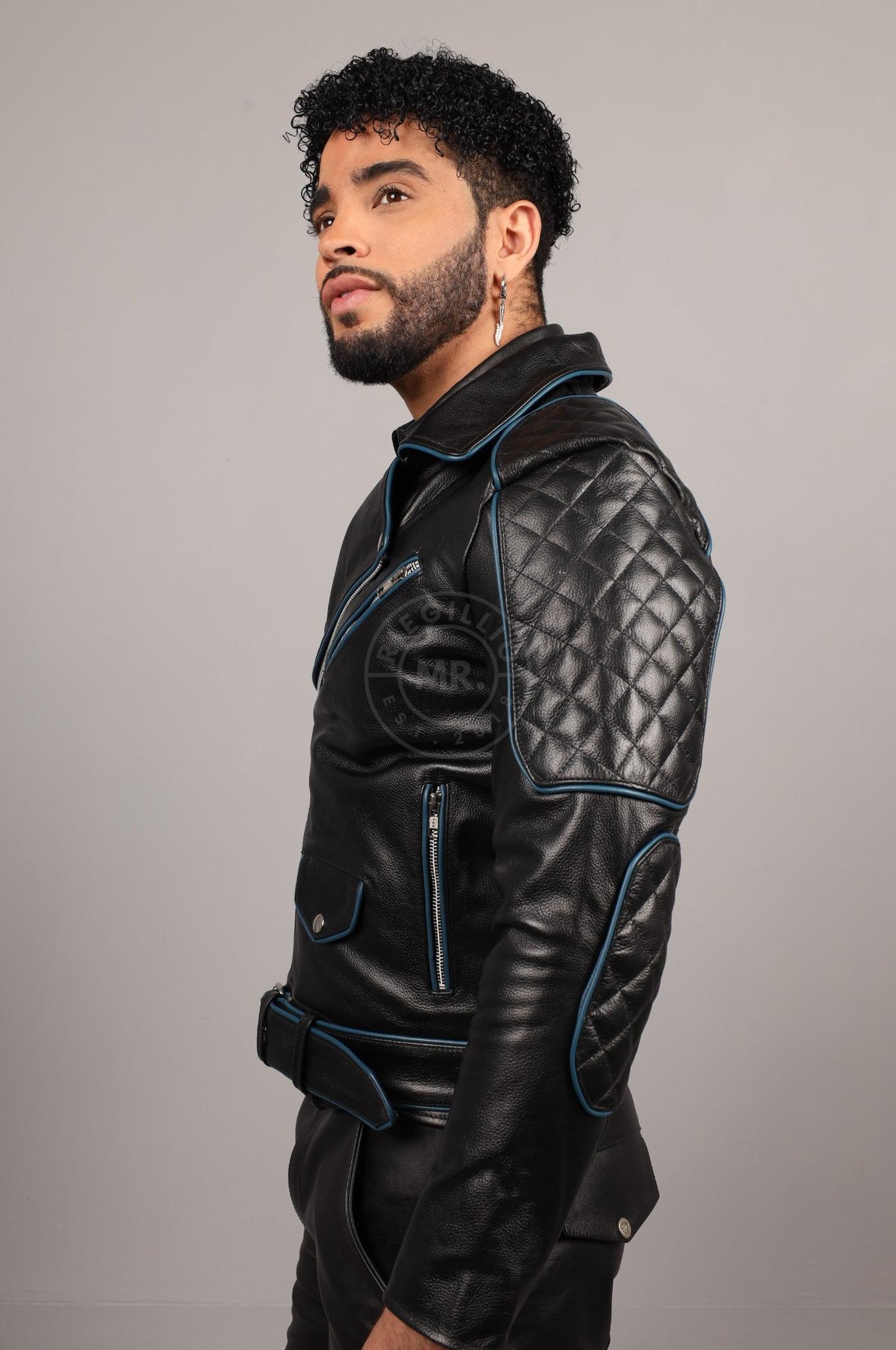 Leather Brando Jacket - Jeans Blue Piping at MR. Riegillio