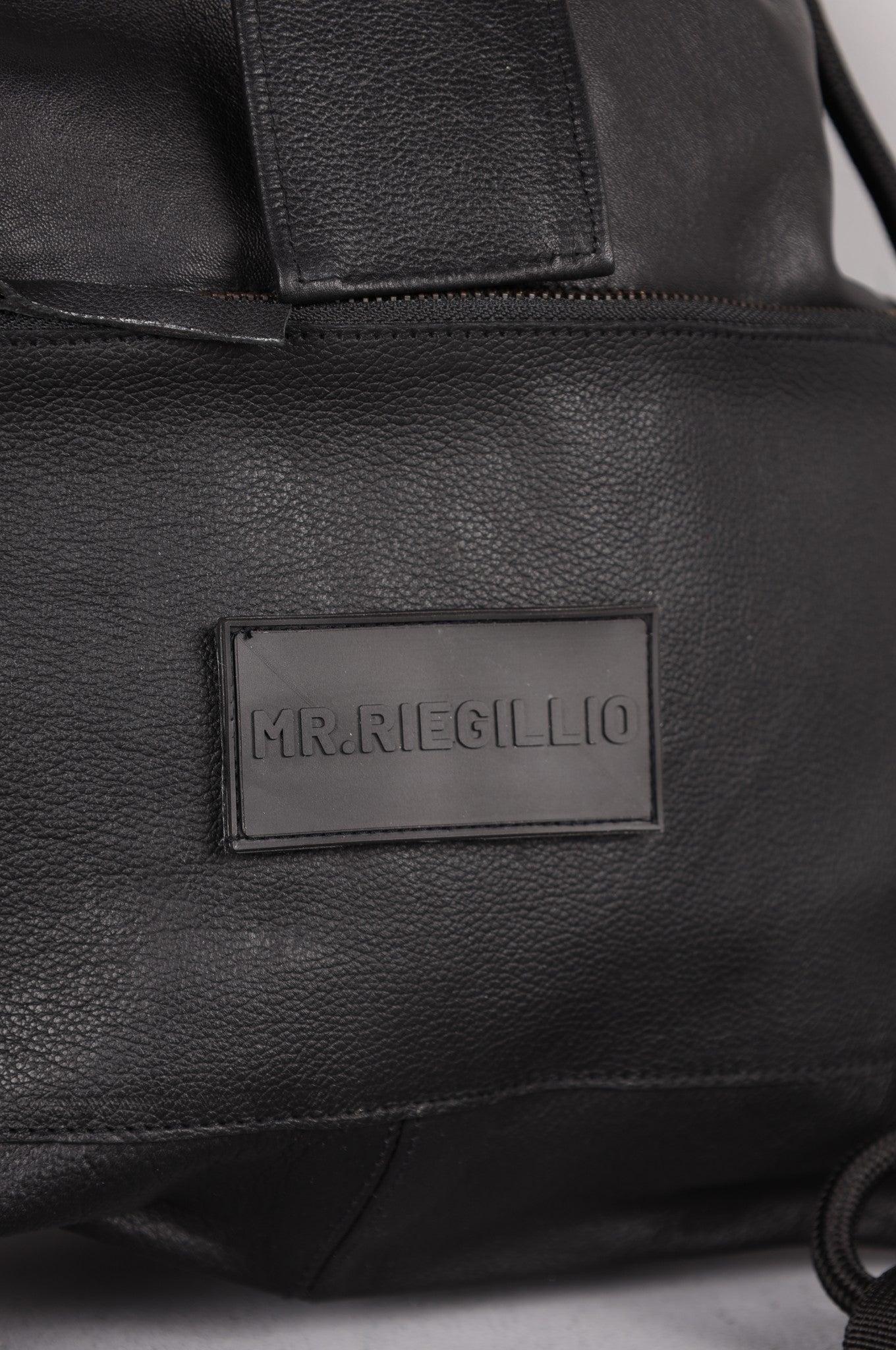 Leather Backpack Full Black - Velcro Patch at MR. Riegillio