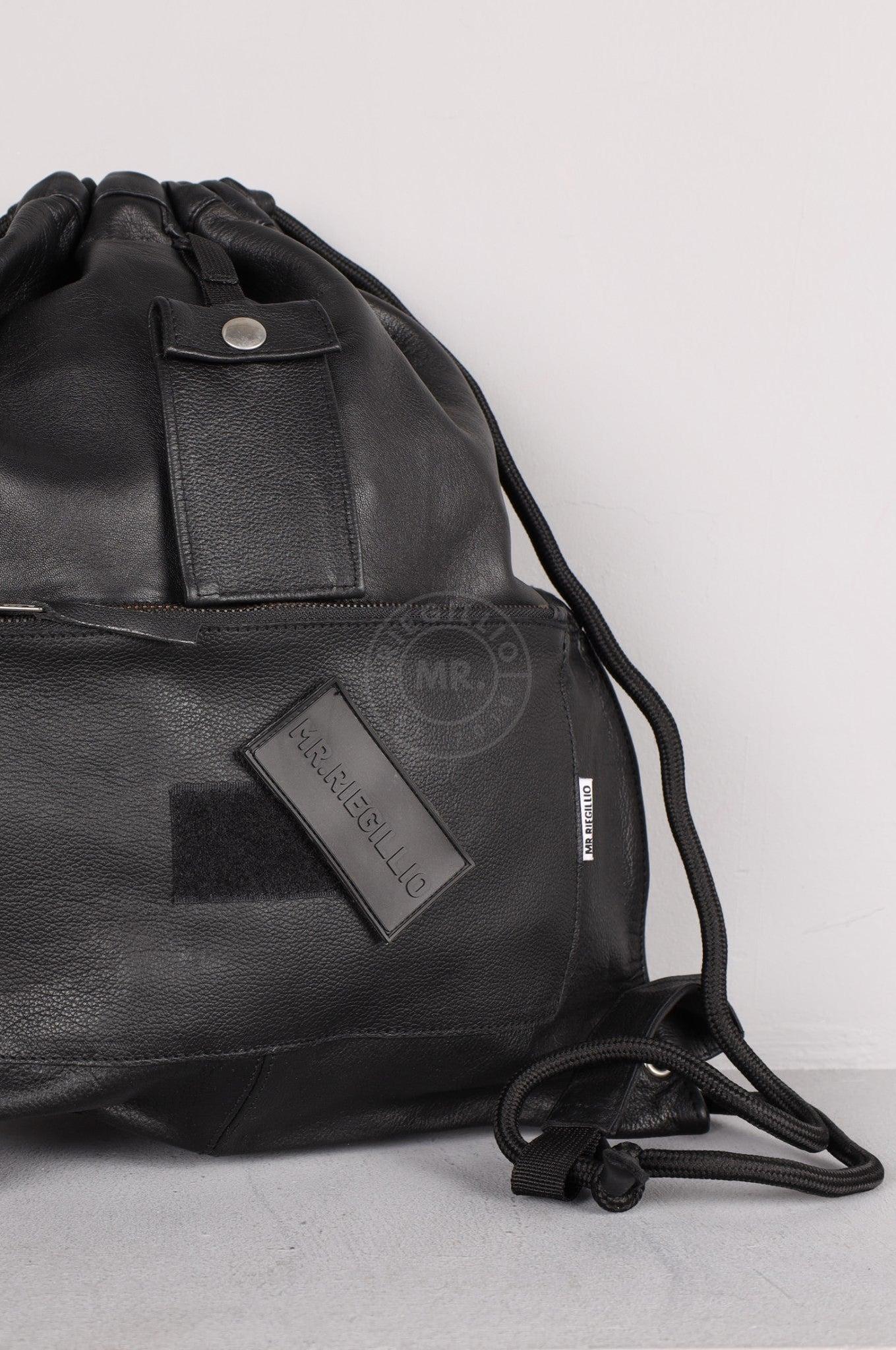 Leather Backpack Full Black - Velcro Patch at MR. Riegillio
