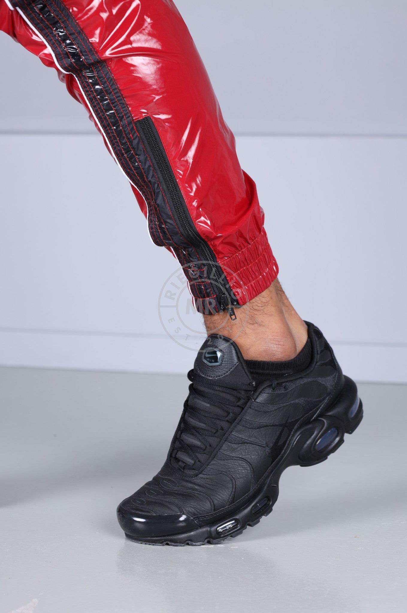 Shiny Nylon 24 Tracksuit Pants - Red at MR. Riegillio