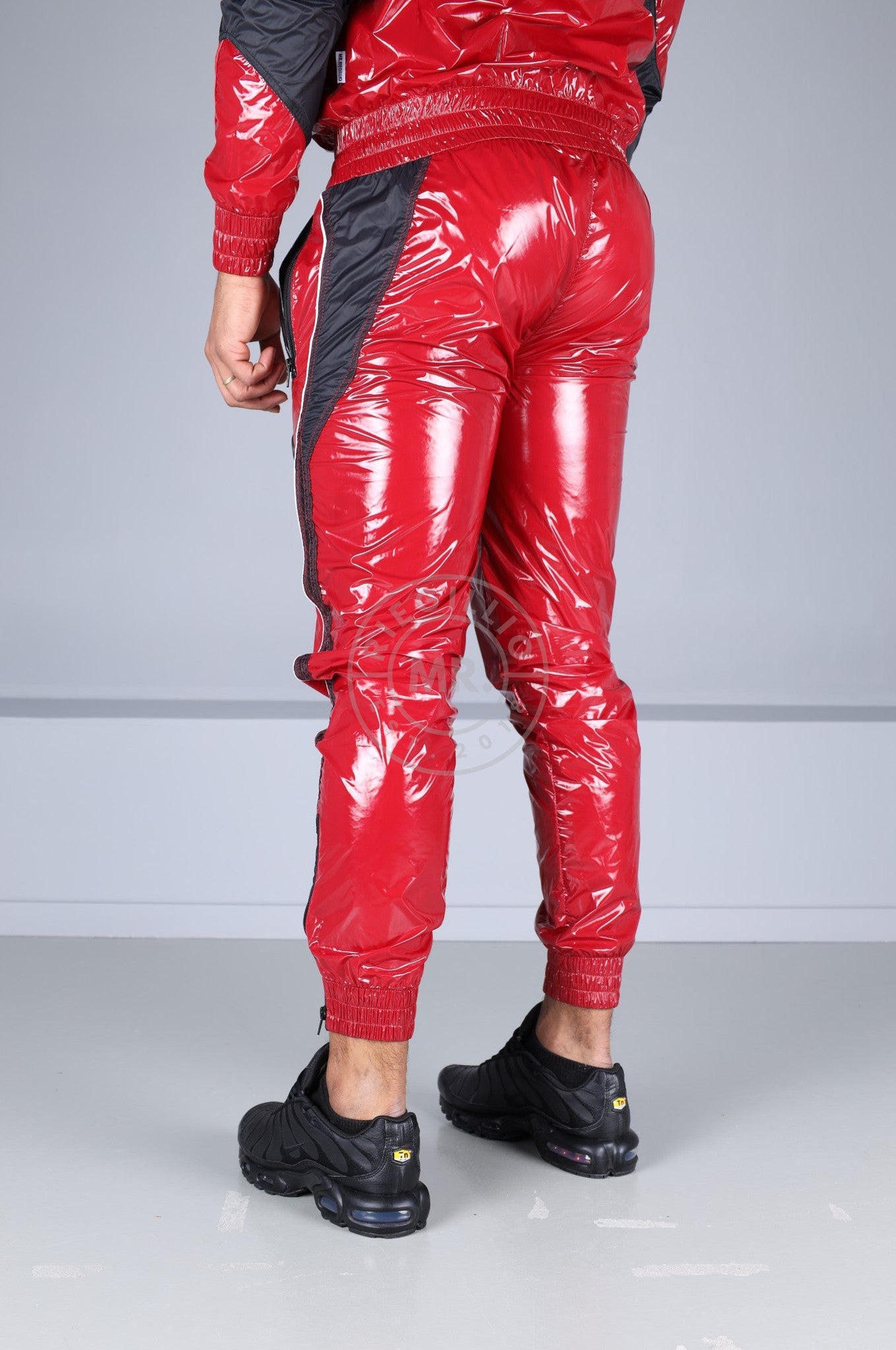 Shiny Nylon 24 Tracksuit Pants - Red at MR. Riegillio