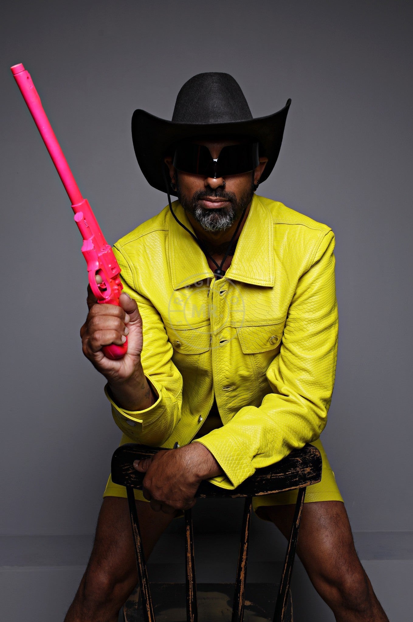 Leather Snake Trucker Jacket - Neon Yellow at MR. Riegillio