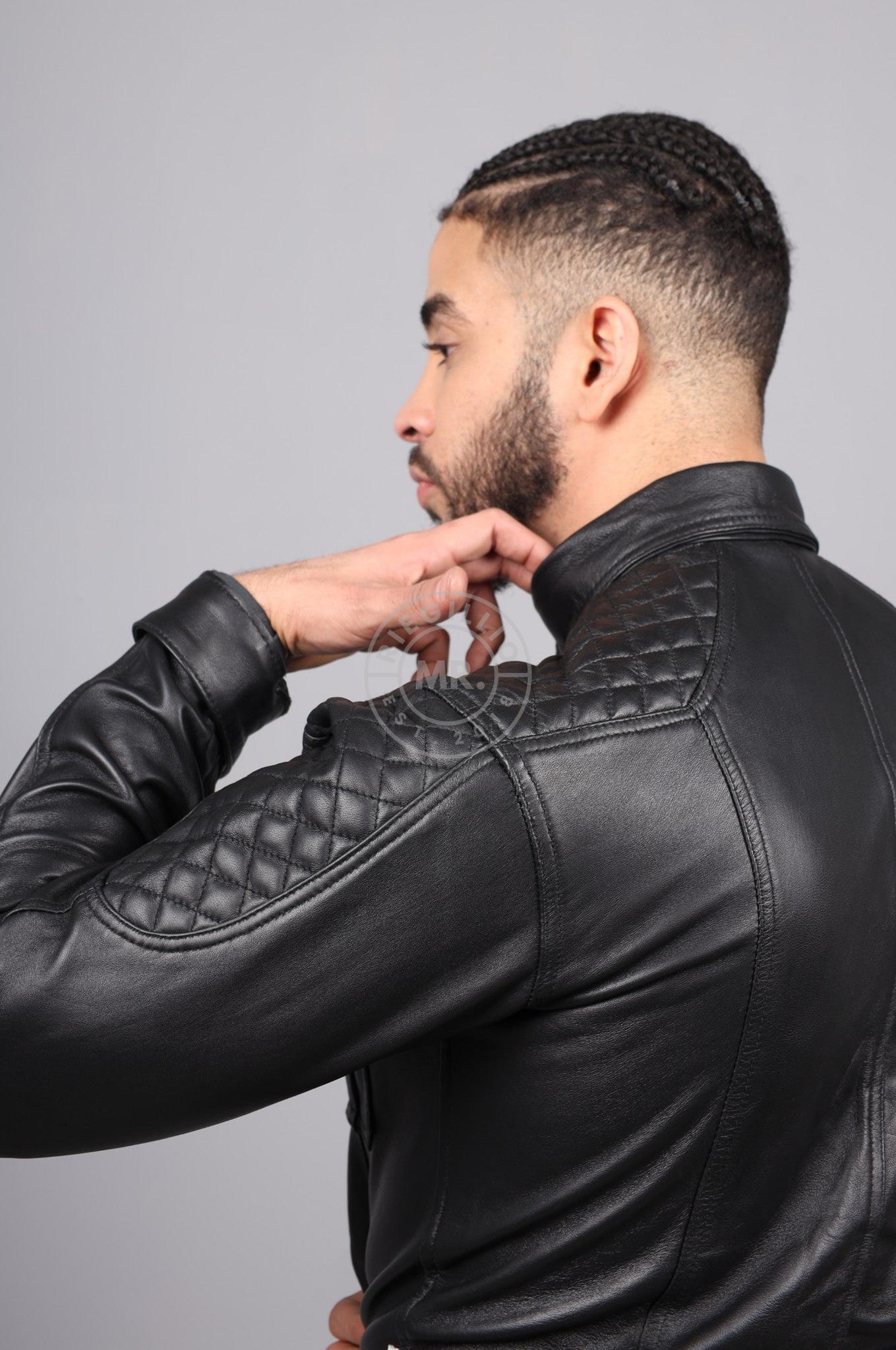 Black Leather Padded Shirt - Long Sleeve at MR. Riegillio