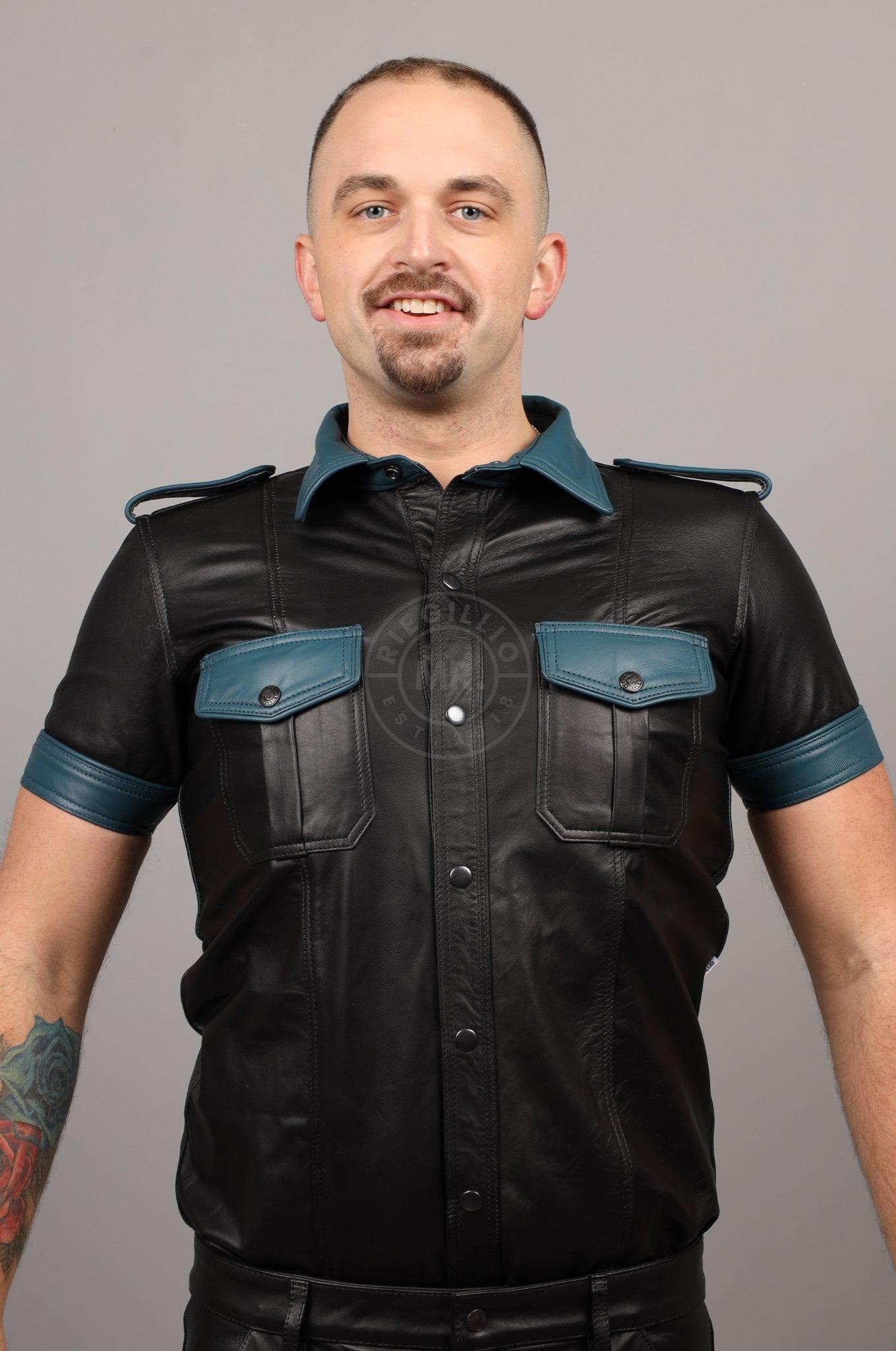 Black Leather Shirt - Jeans Blue Touch at MR. Riegillio