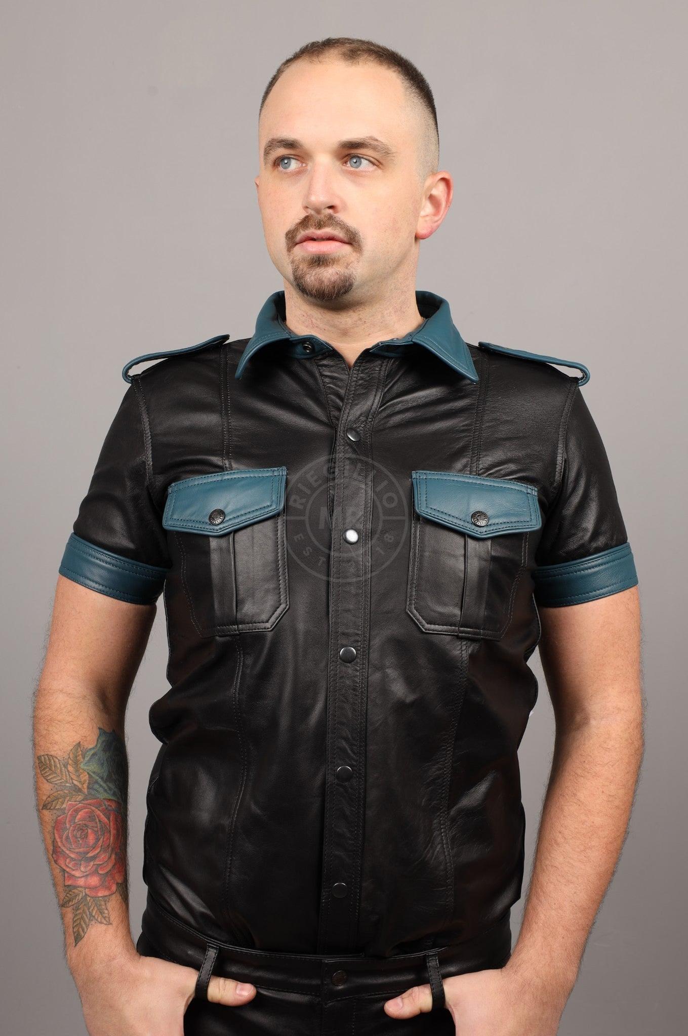 Black Leather Shirt - Jeans Blue Touch at MR. Riegillio