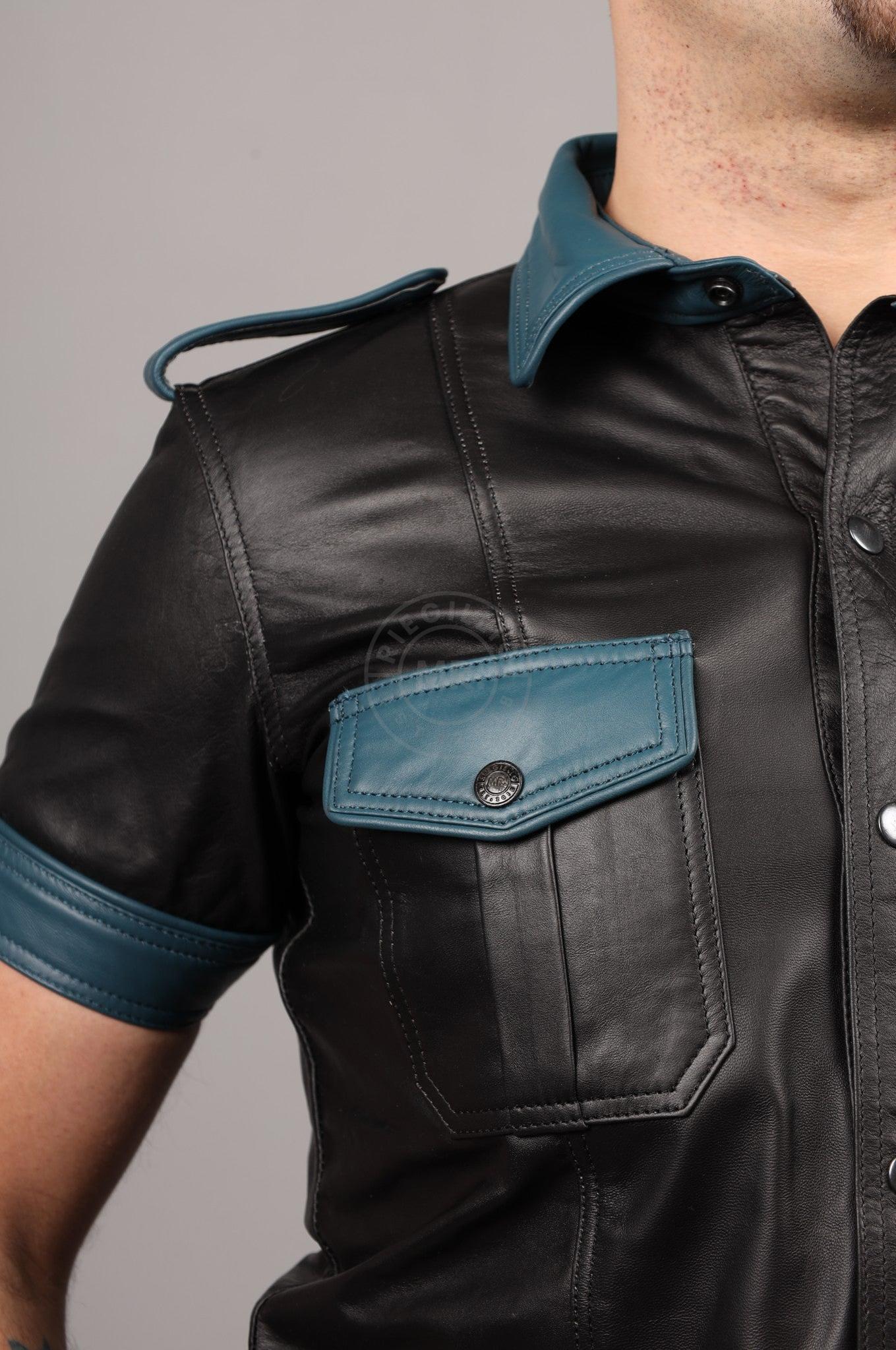 Black Leather Shirt - Jeans Blue Touch at MR. Riegillio