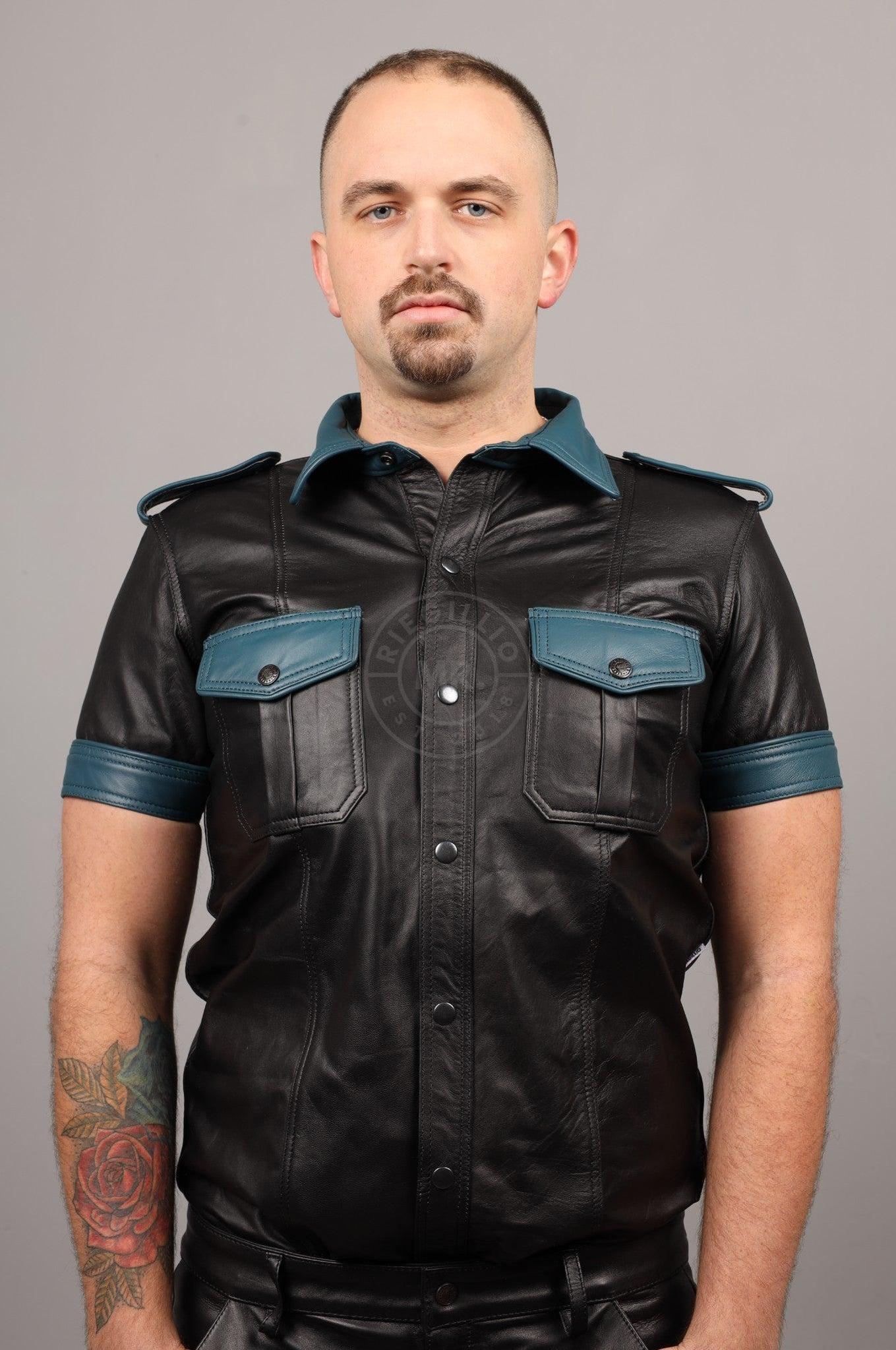 Black Leather Shirt - Jeans Blue Touch at MR. Riegillio