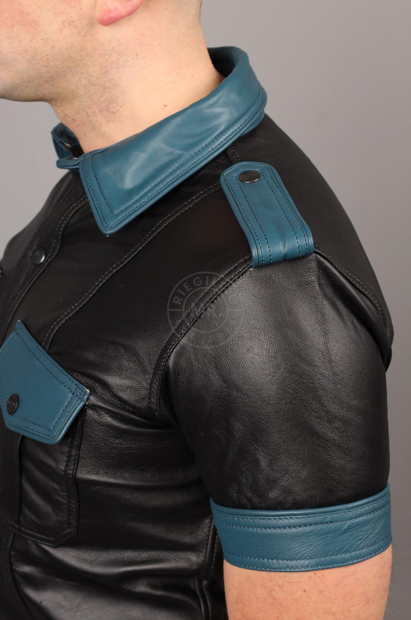 Black Leather Shirt - Jeans Blue Touch at MR. Riegillio