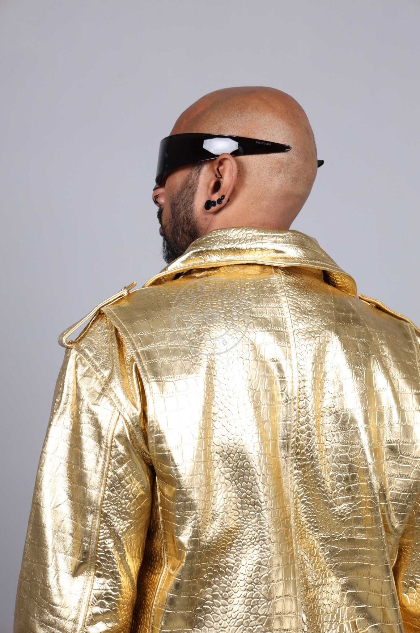 Metallic Leather Snake Biker Jacket - Gold at MR. Riegillio