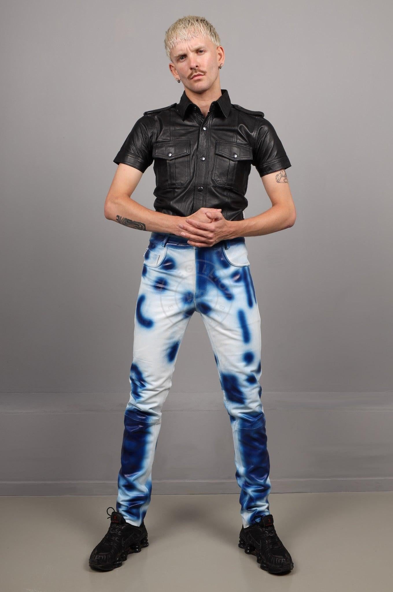 White Leather Bleacher Pants at MR. Riegillio