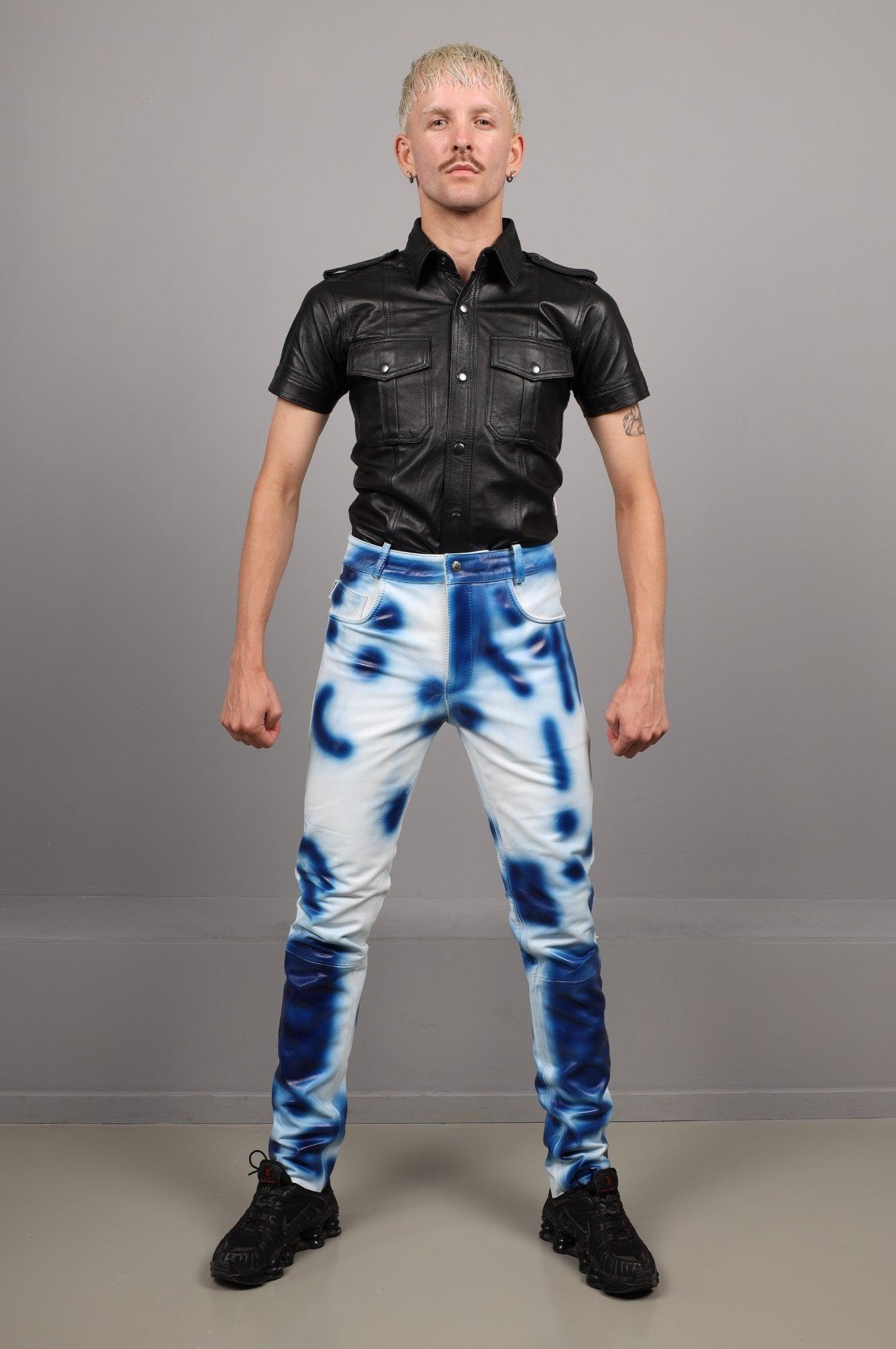 White Leather Bleacher Pants at MR. Riegillio