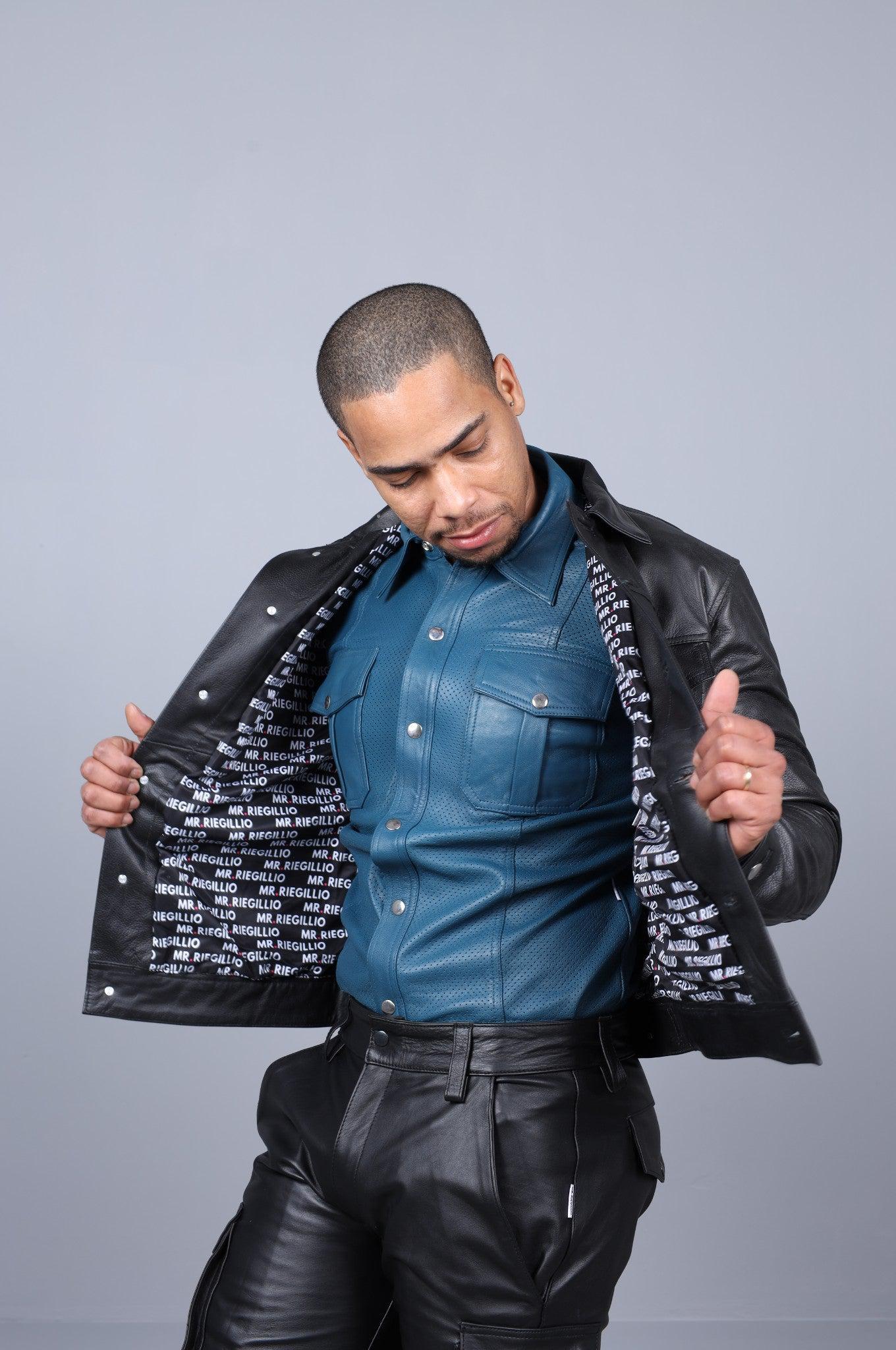 Leather Trucker Jacket - Black at MR. Riegillio