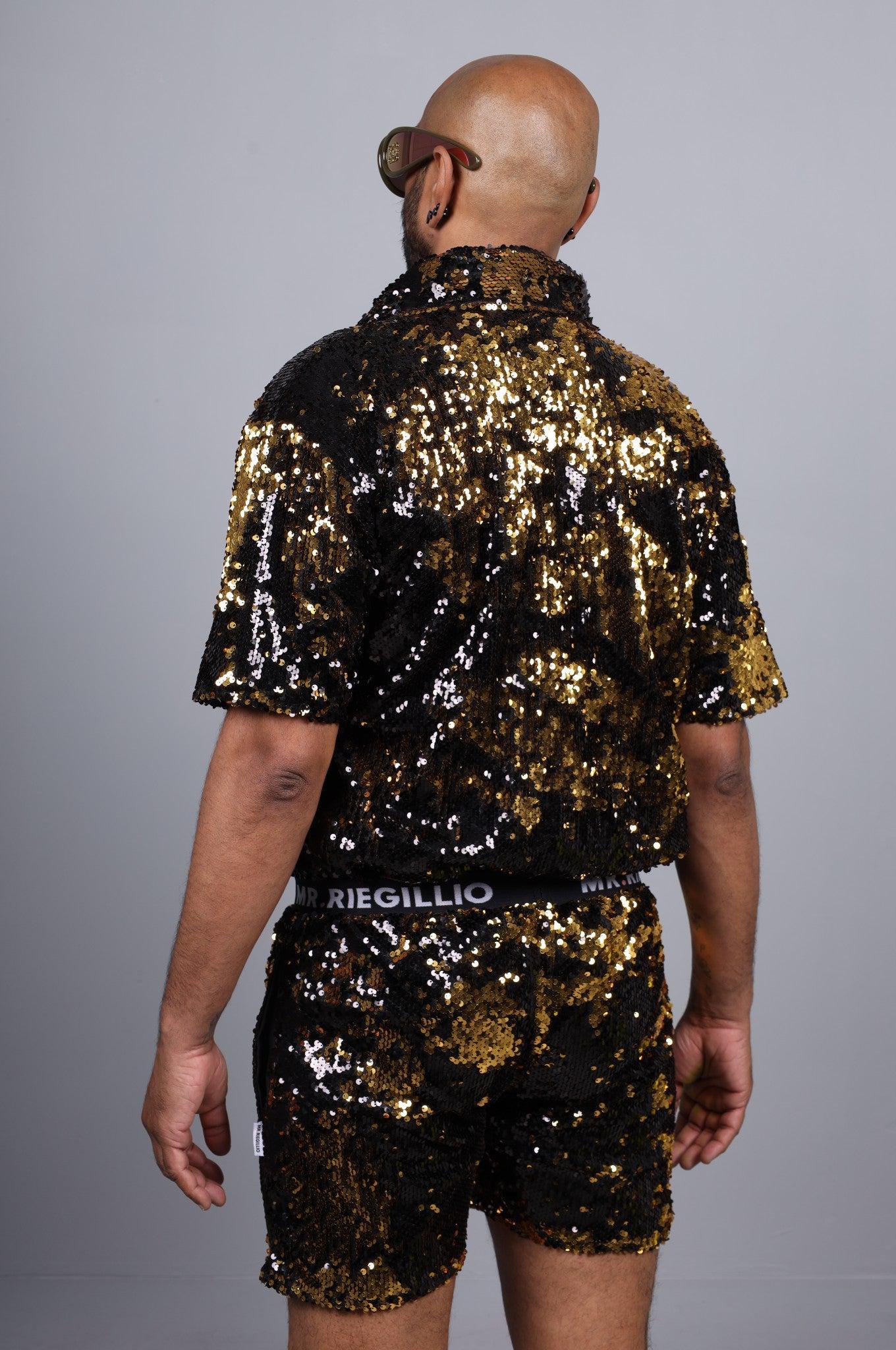 Black/Gold Sequin Shirt *STORE ONLY* at MR. Riegillio
