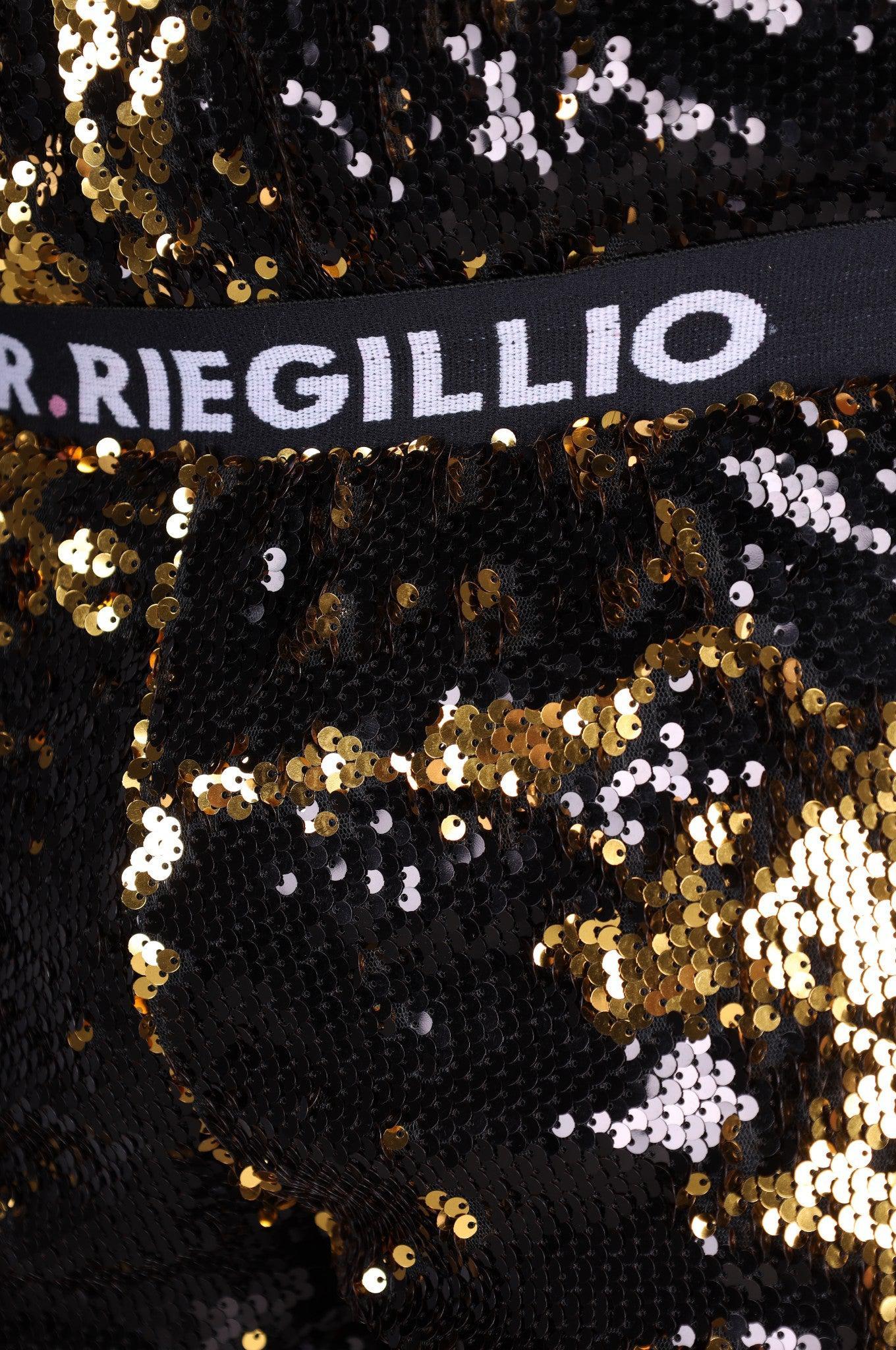 Black/Gold Sequin Logo Short *STORE ONLY* at MR. Riegillio