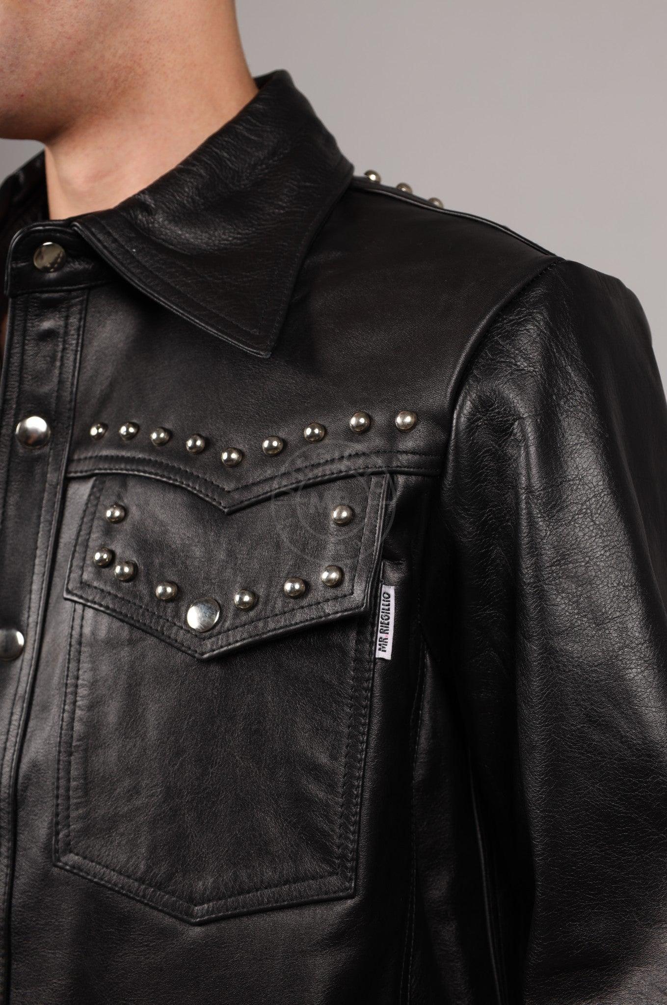 Black Leather Fringe Jacket at MR. Riegillio