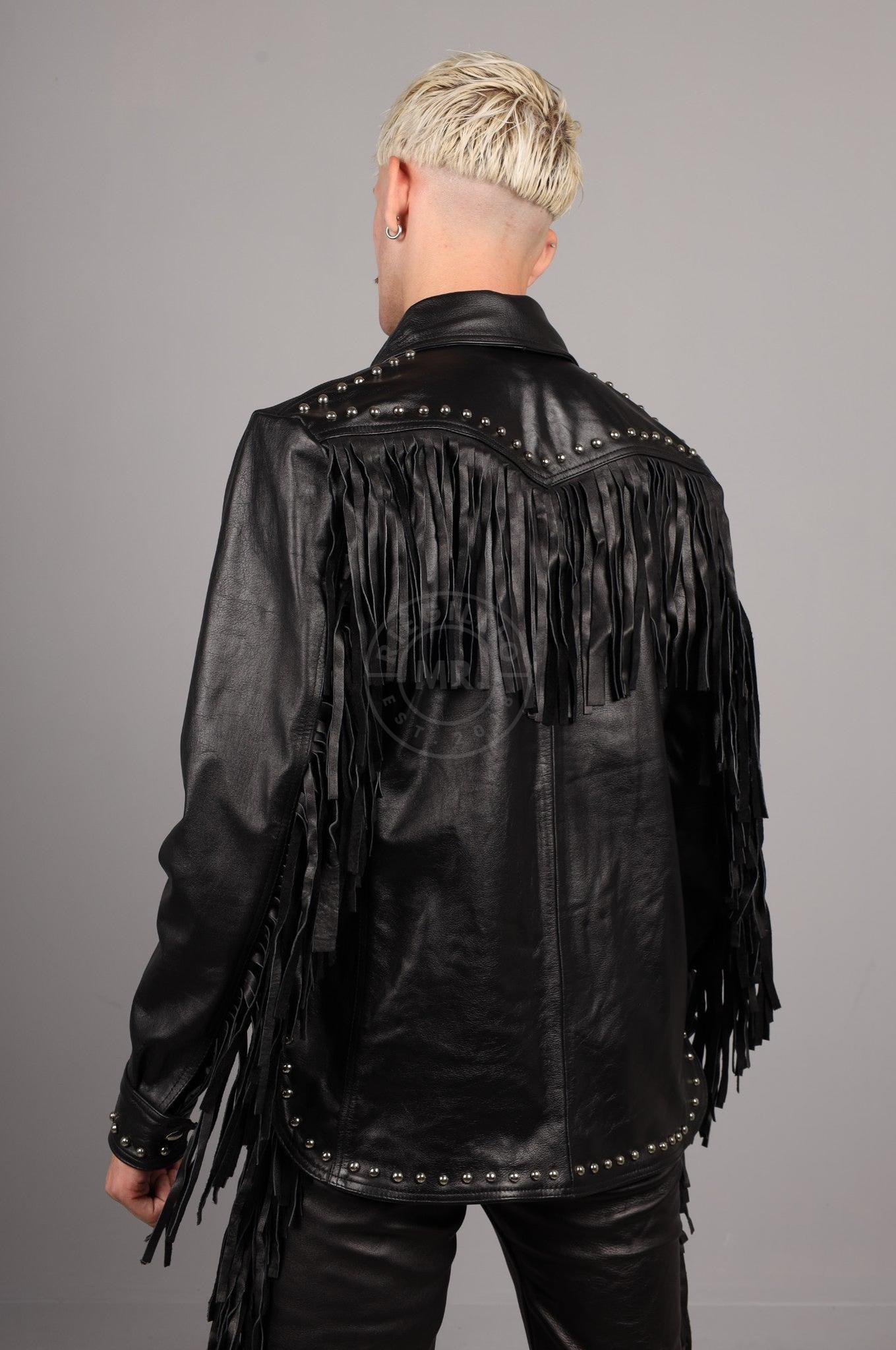 Black Leather Fringe Jacket at MR. Riegillio