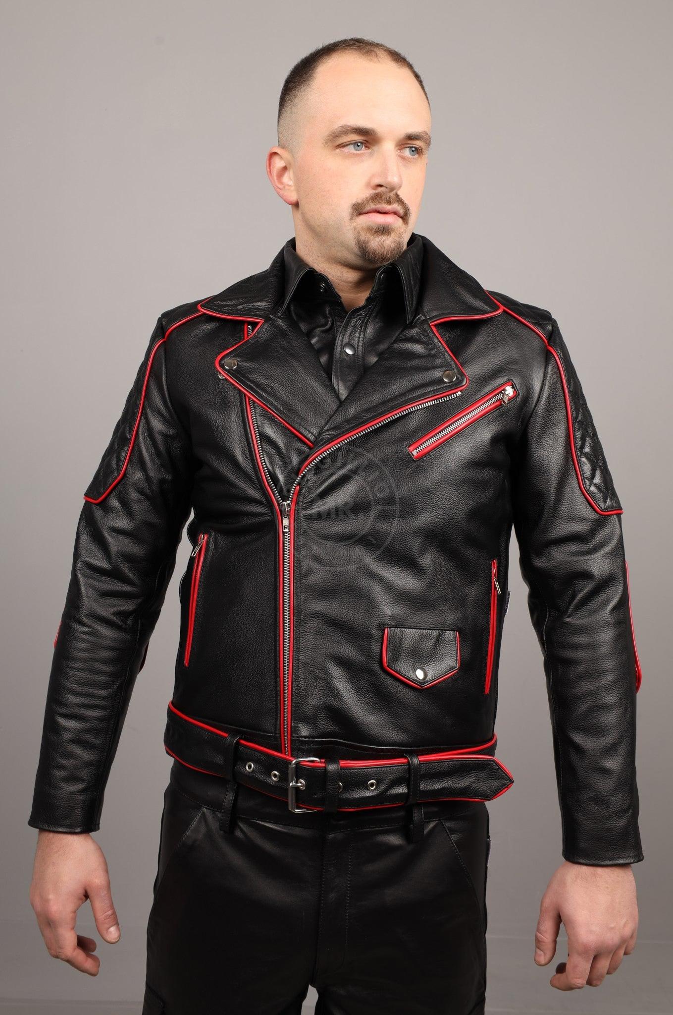 Leather Brando Jacket - Red Piping at MR. Riegillio