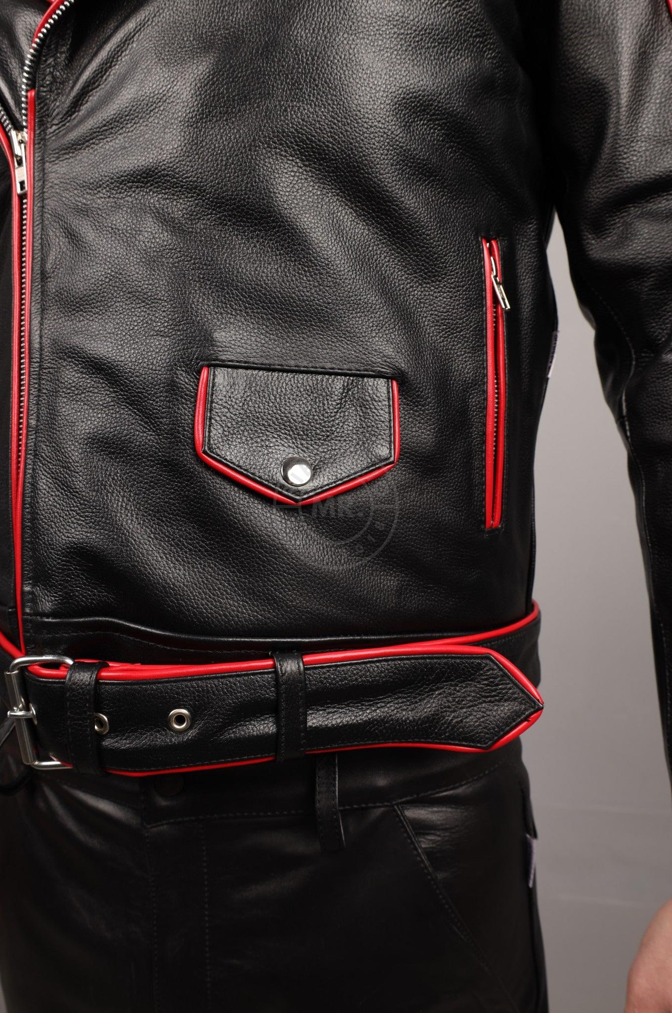 Leather Brando Jacket - Red Piping at MR. Riegillio