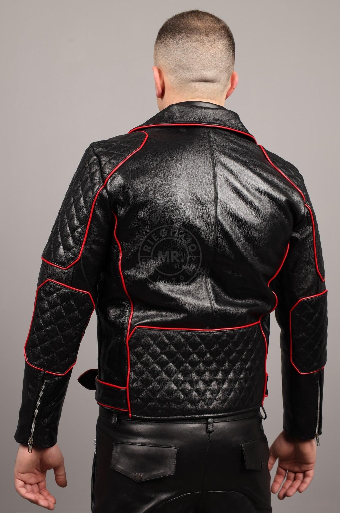 Leather Brando Jacket - Red Piping at MR. Riegillio