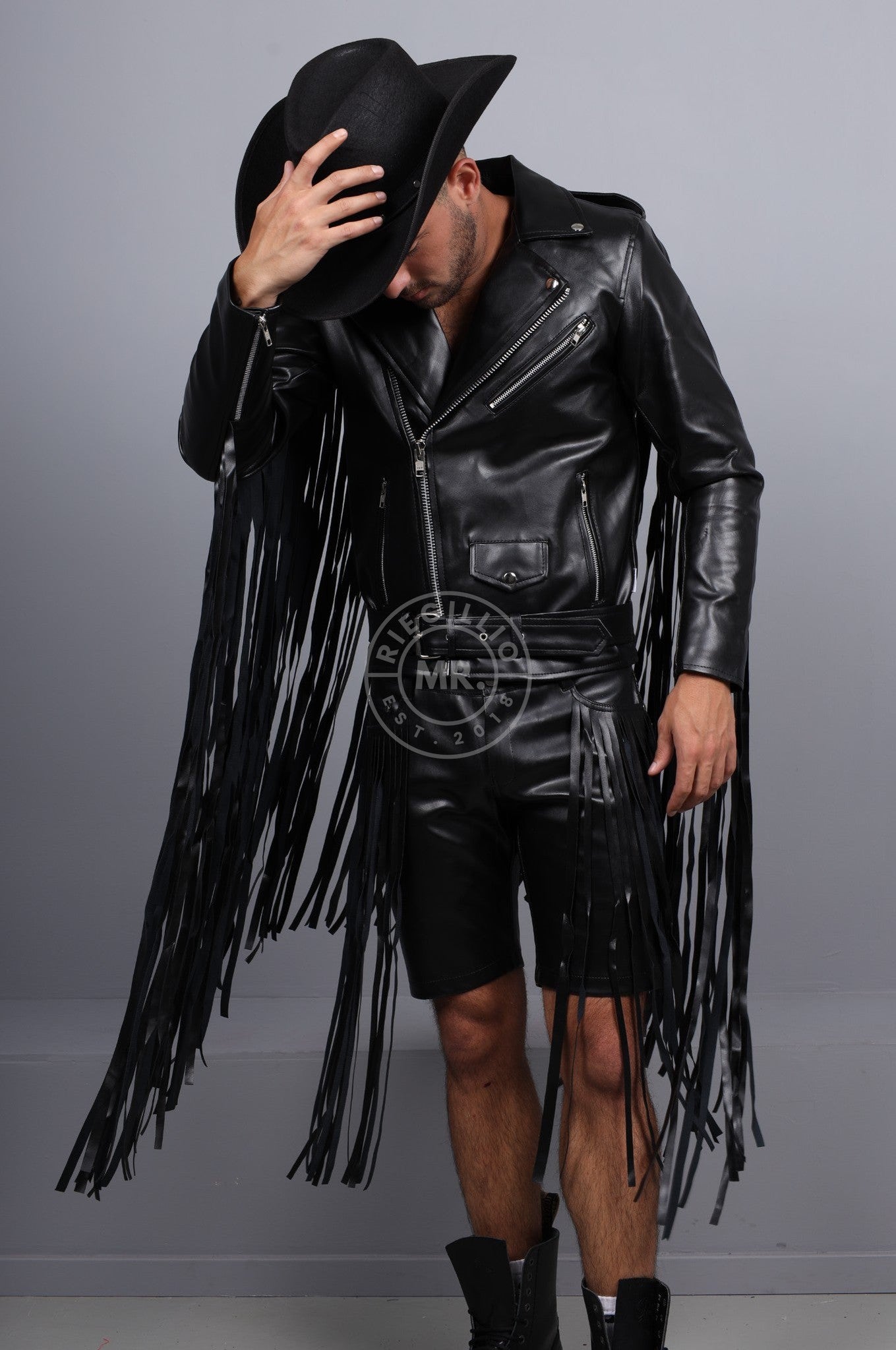 MR. Fringe Biker Jacket - Black at MR. Riegillio
