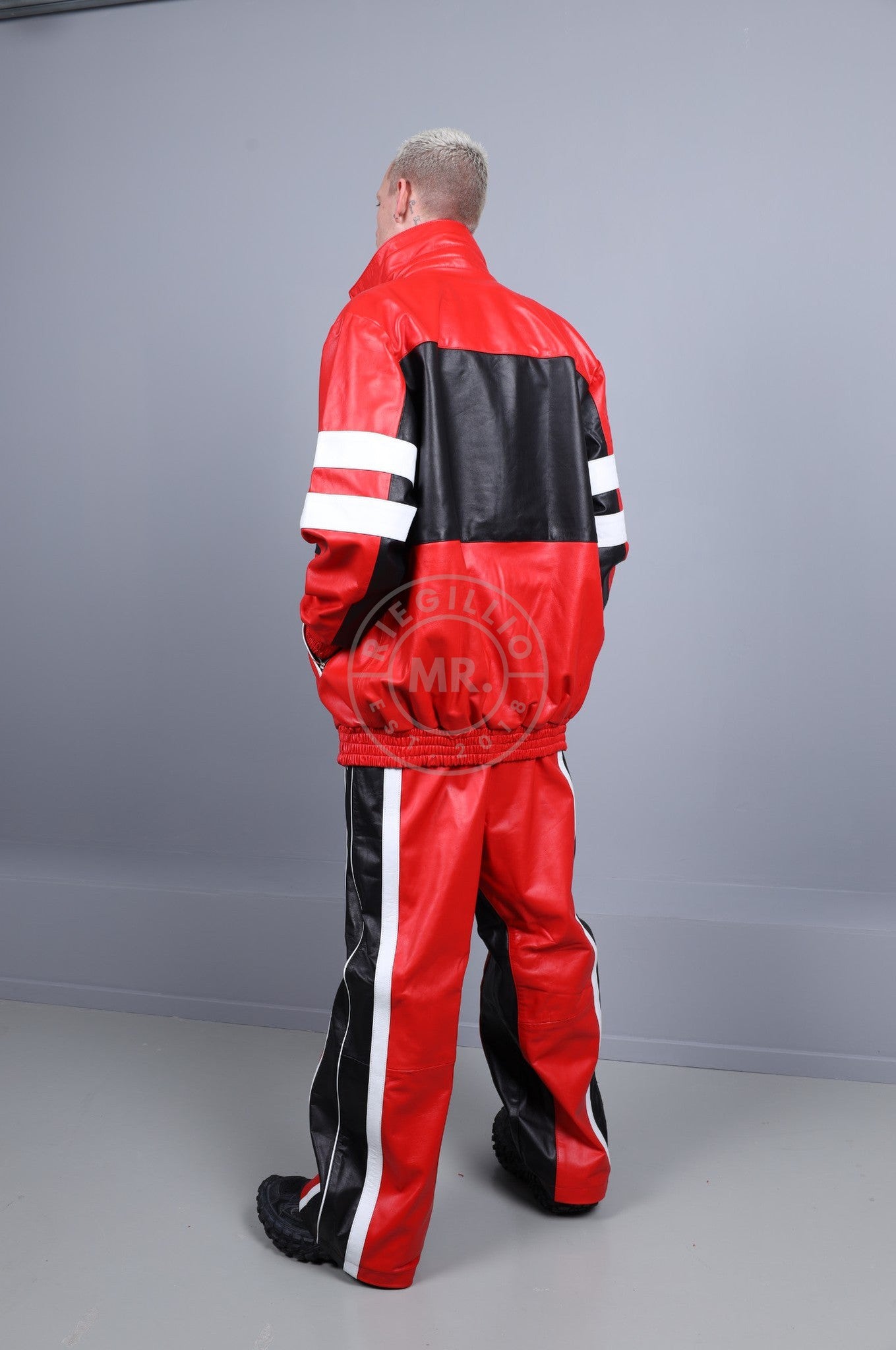 Xtreme Loose Leather Tracksuit Jacket-at MR. Riegillio