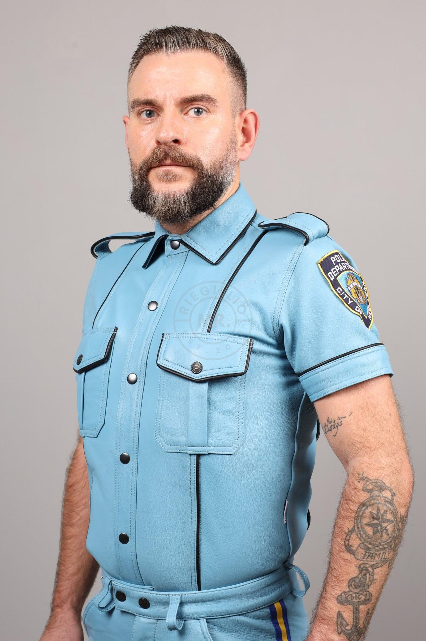 Leather Police Shirt NY - Turquoise at MR. Riegillio