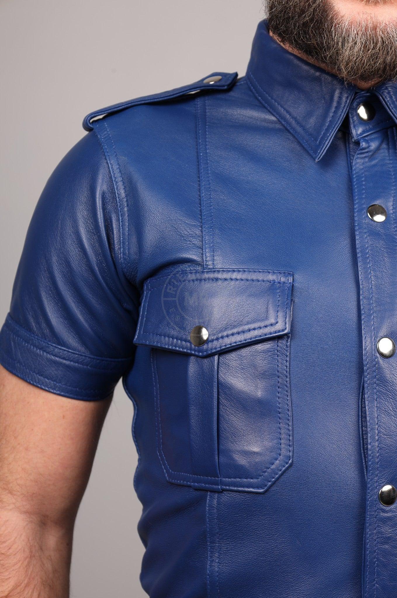 Kobalt Blue Leather Shirt at MR. Riegillio