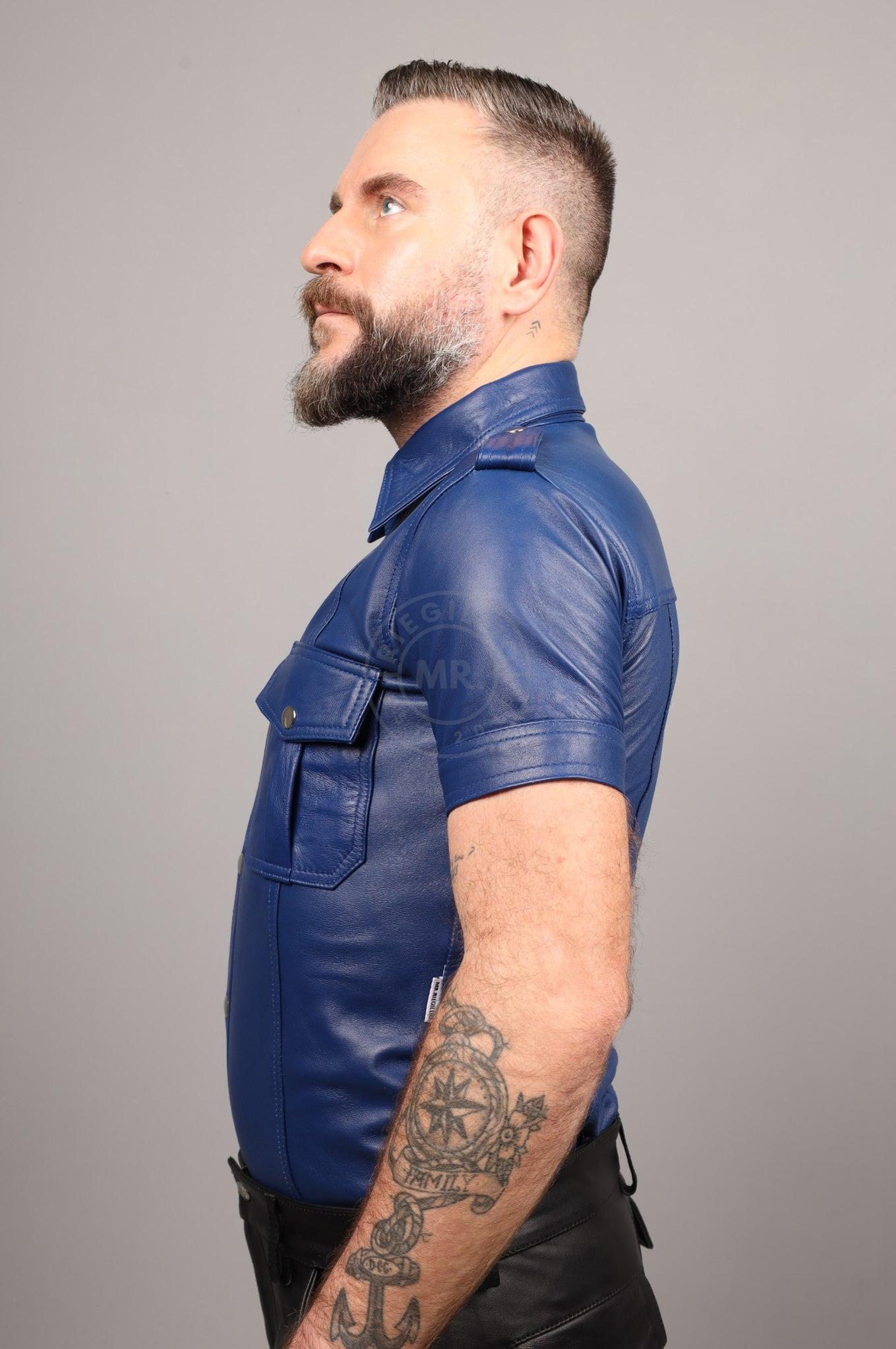 Kobalt Blue Leather Shirt at MR. Riegillio