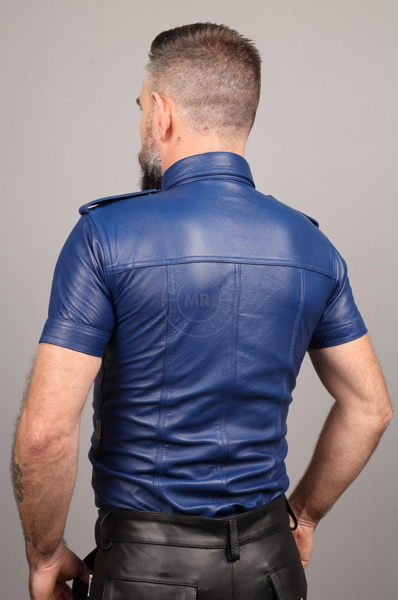 Kobalt Blue Leather Shirt at MR. Riegillio
