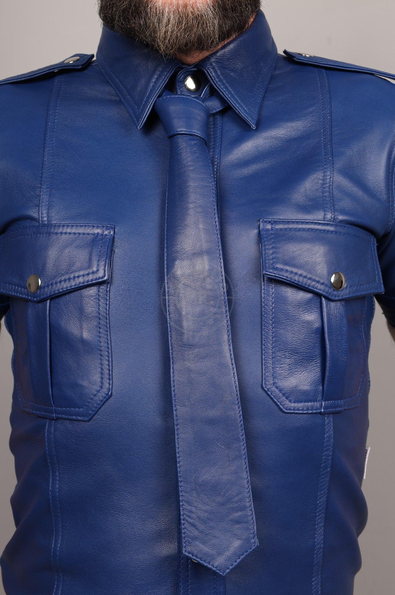 Kobalt Blue Leather Tie at MR. Riegillio