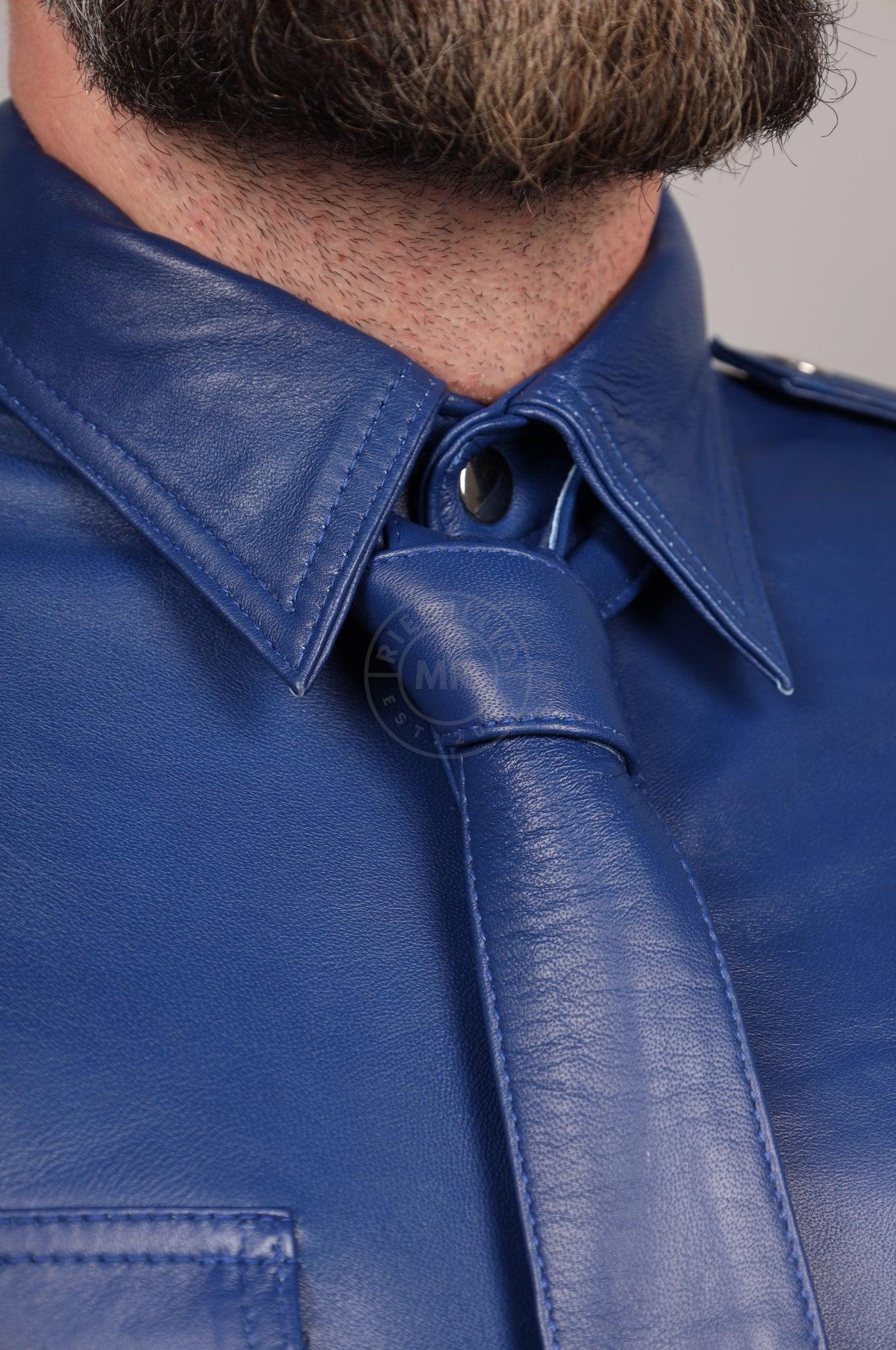 Kobalt Blue Leather Tie at MR. Riegillio