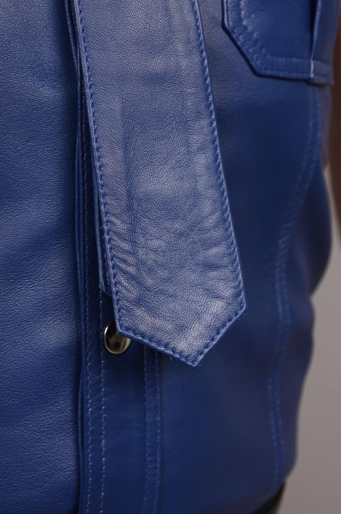 Kobalt Blue Leather Tie at MR. Riegillio