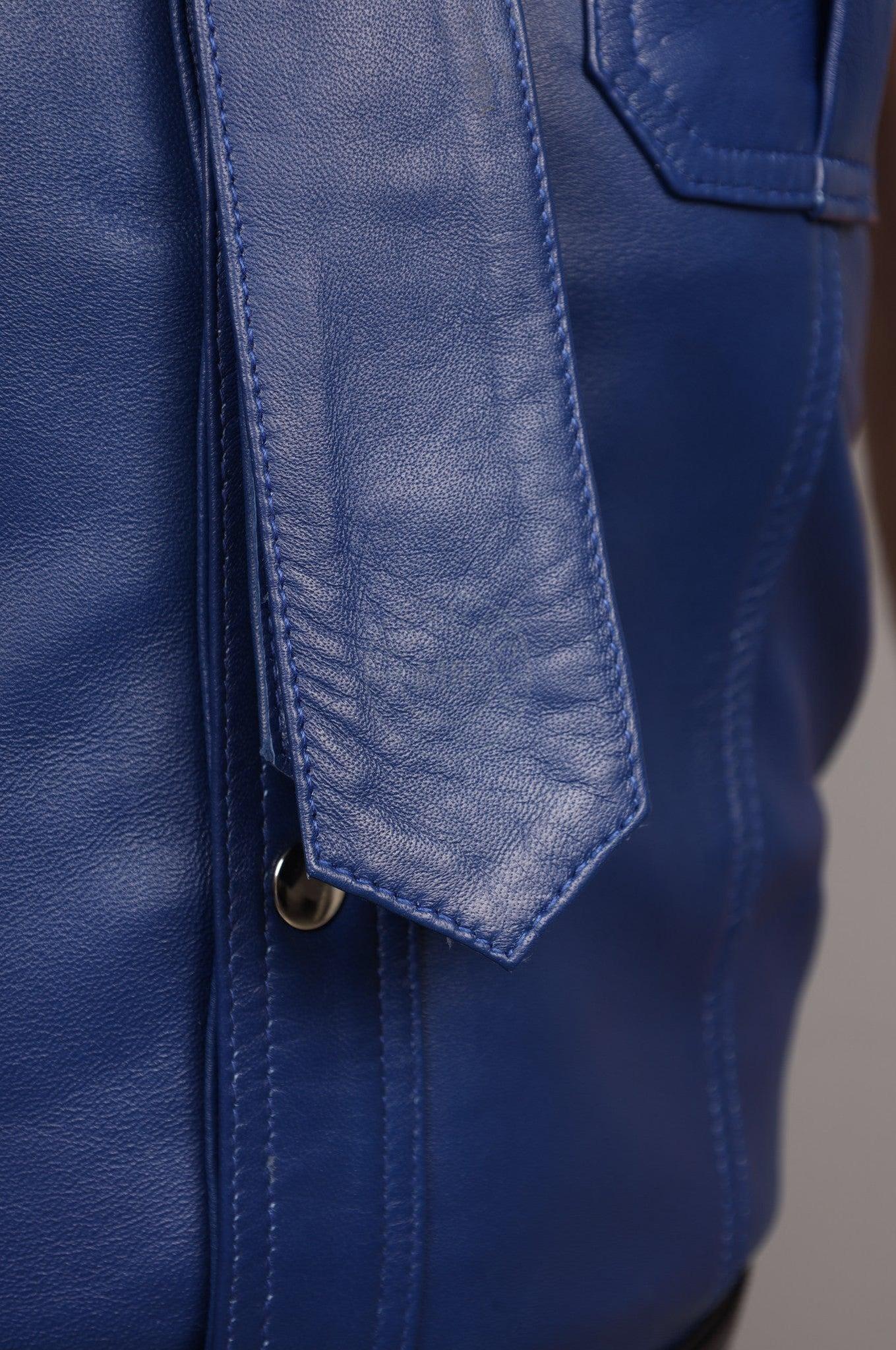 Kobalt Blue Leather Tie at MR. Riegillio